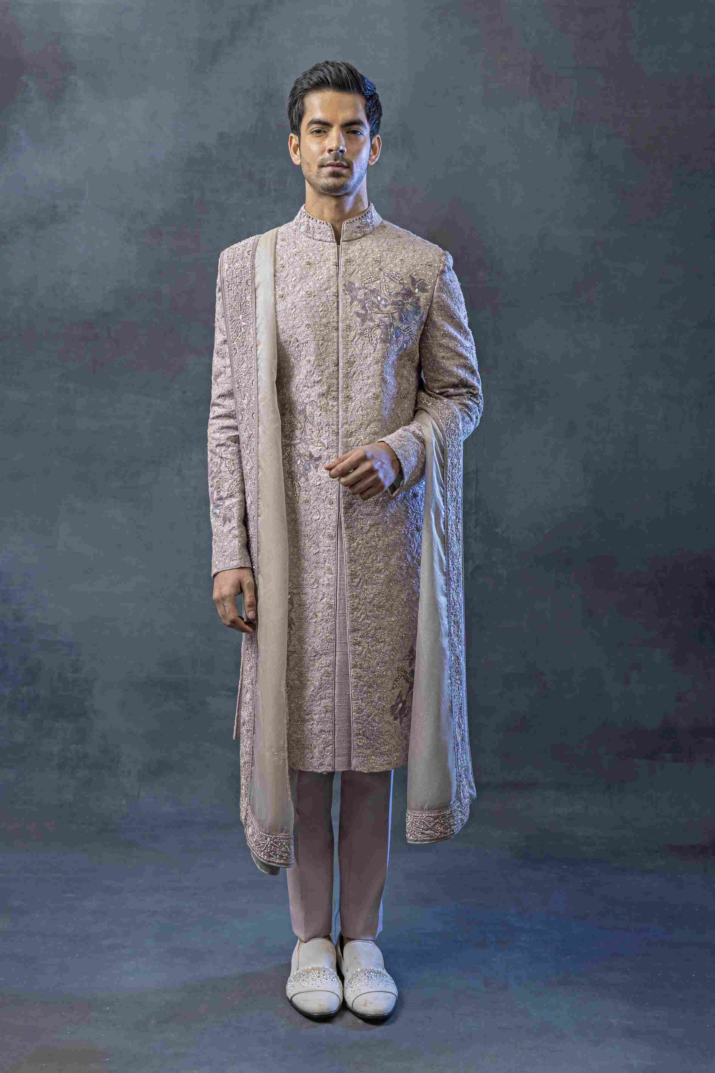 Lavender Applique Sherwani
