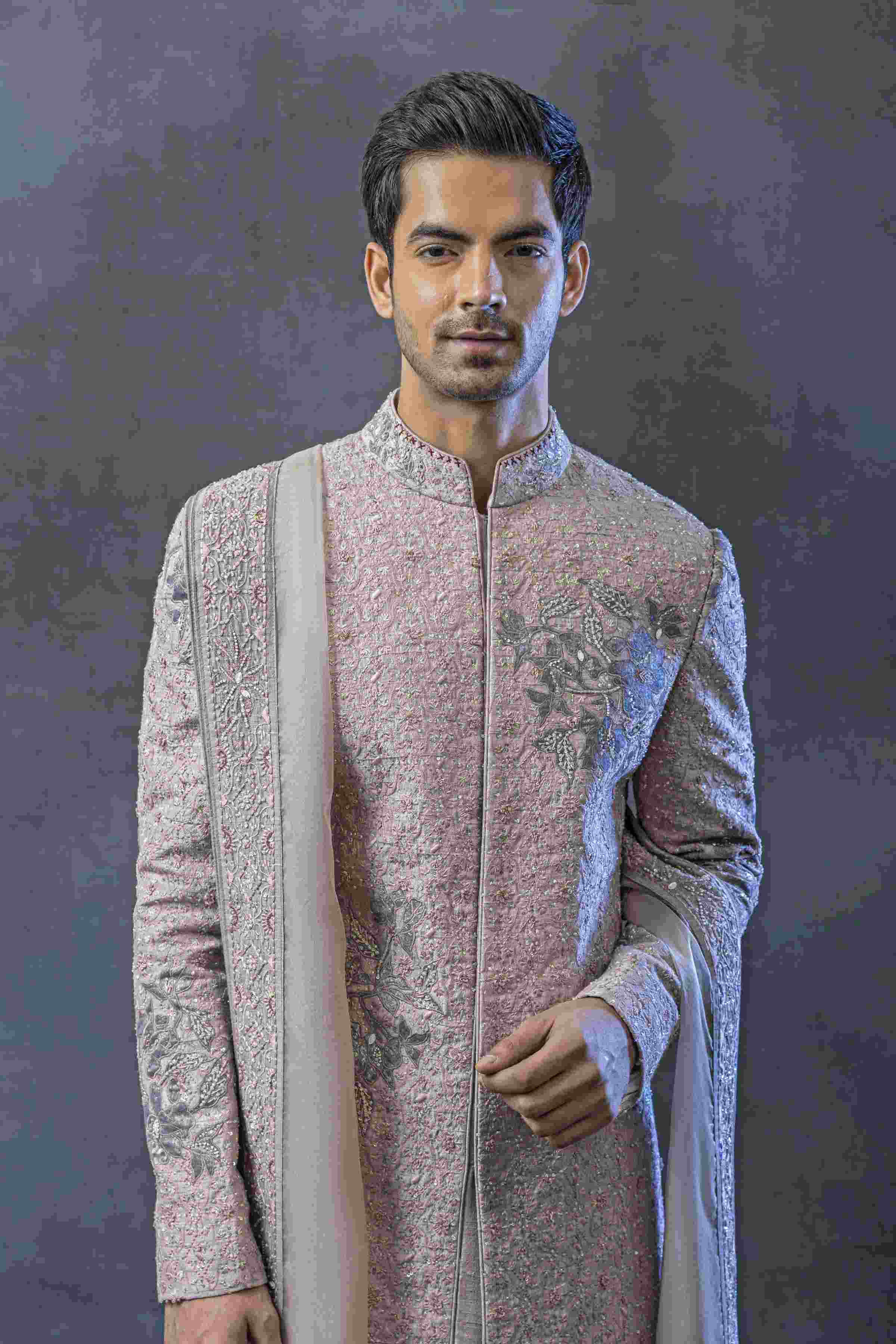 Lavender Applique Sherwani