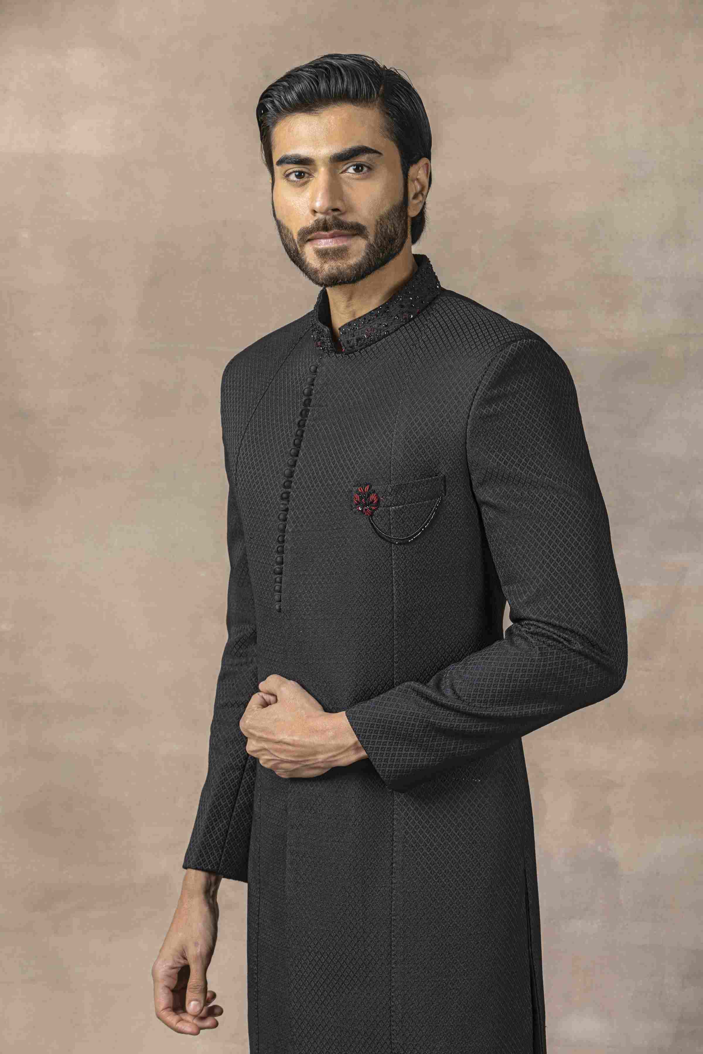 Black Jacquard Indo-Western