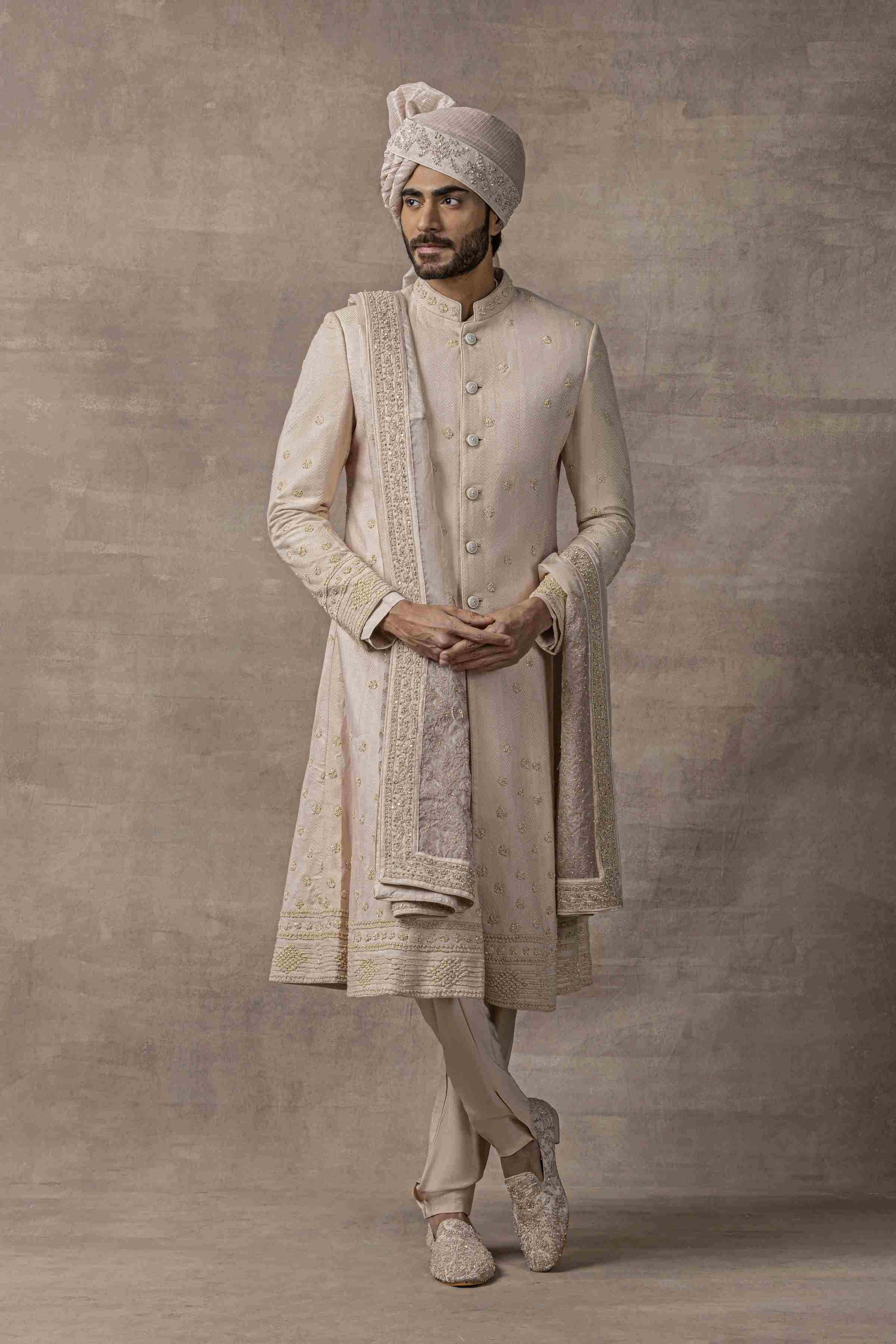 Dusty Rose Anarkali Panel Sherwani