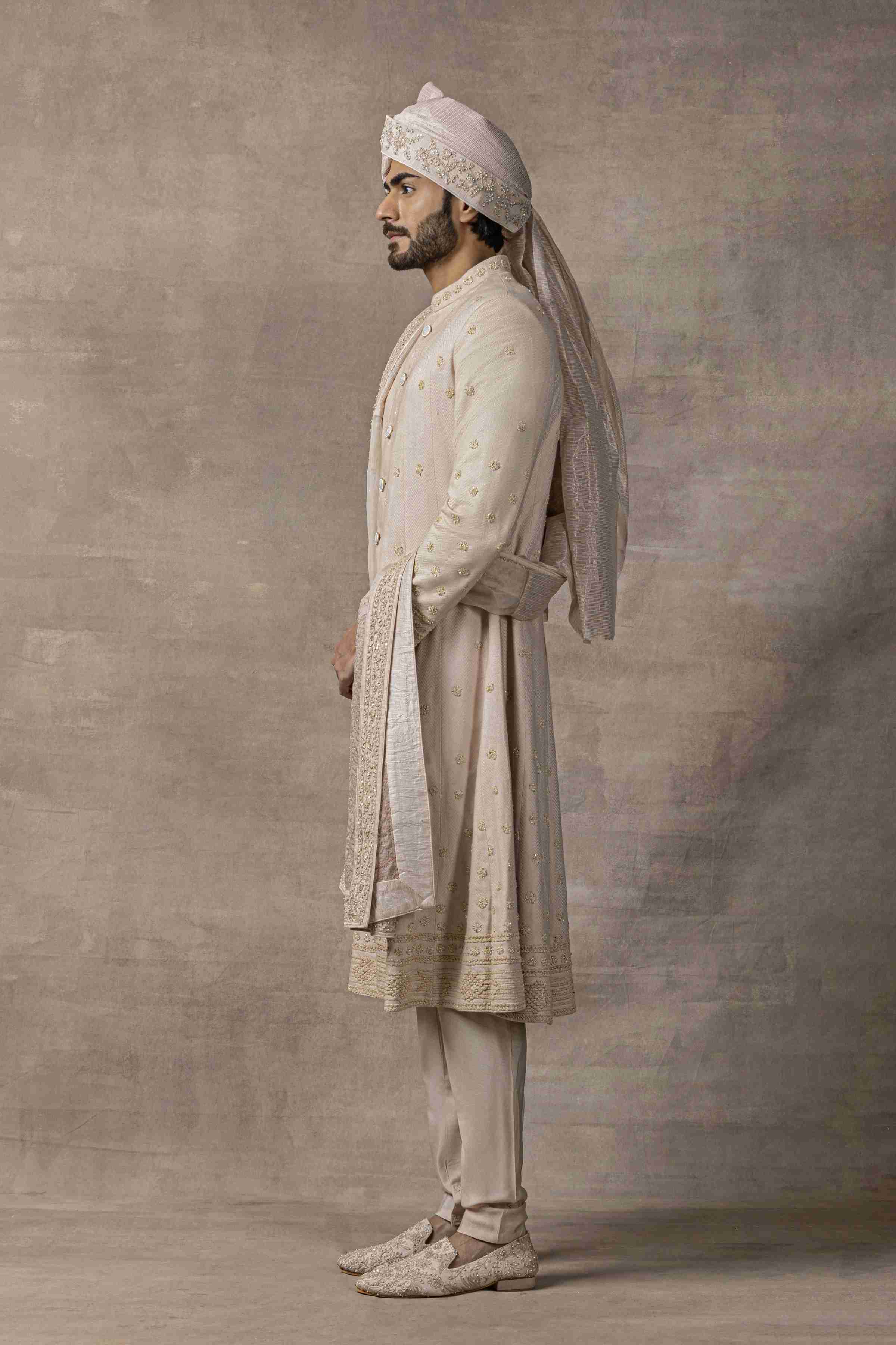 Dusty Rose Anarkali Panel Sherwani