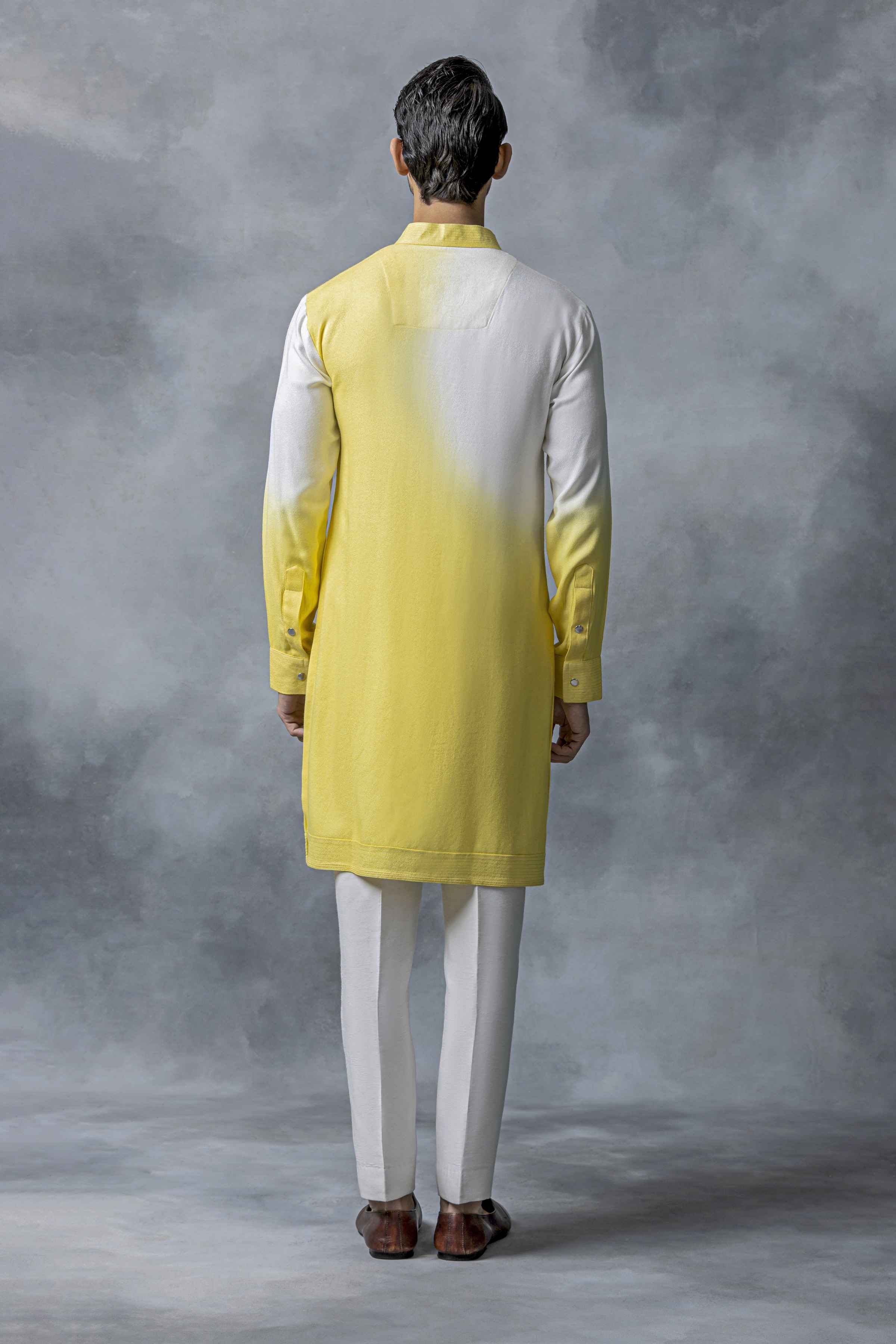 Yellow And Off White Kurta Set