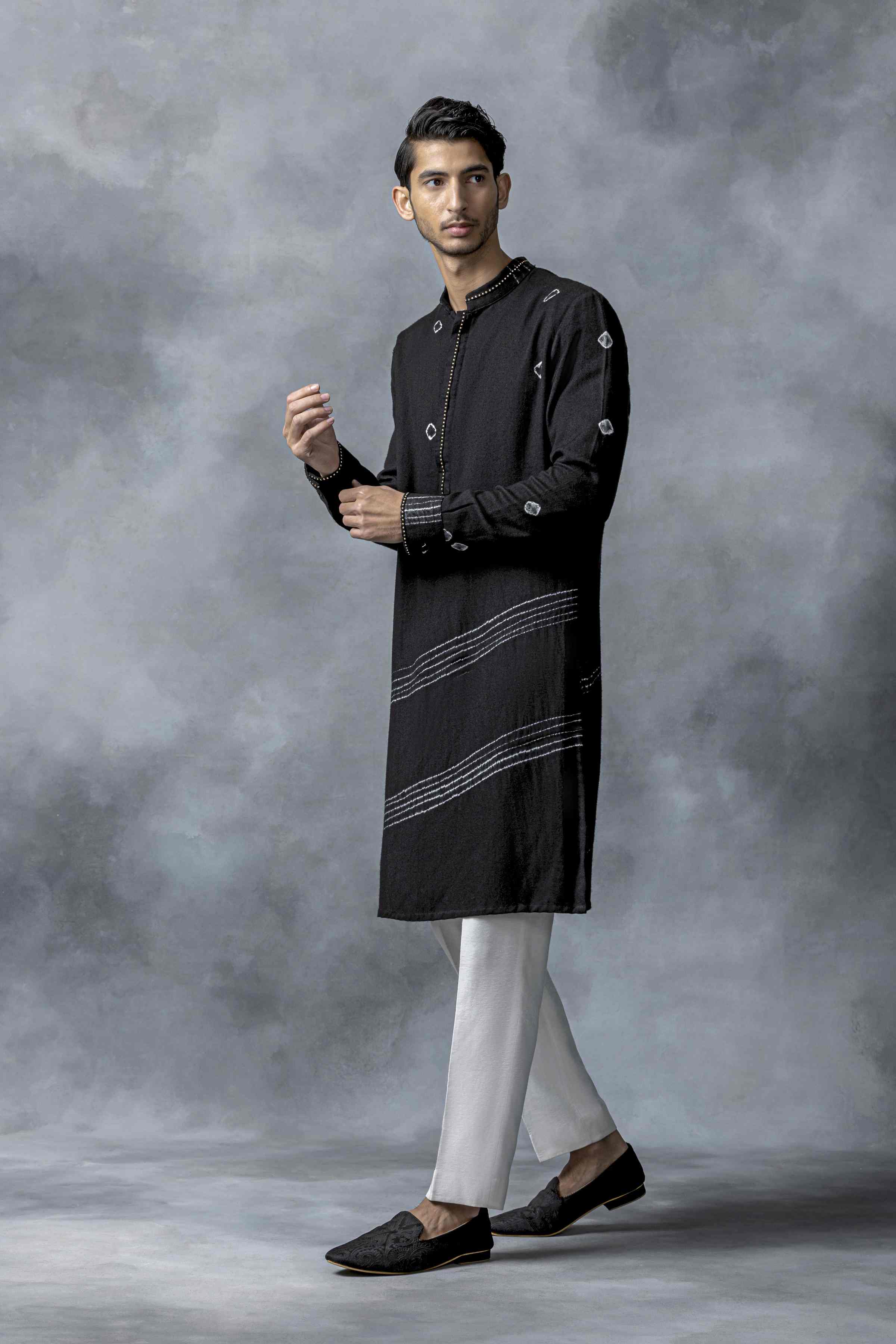 Black Tie & Dye Kurta Set