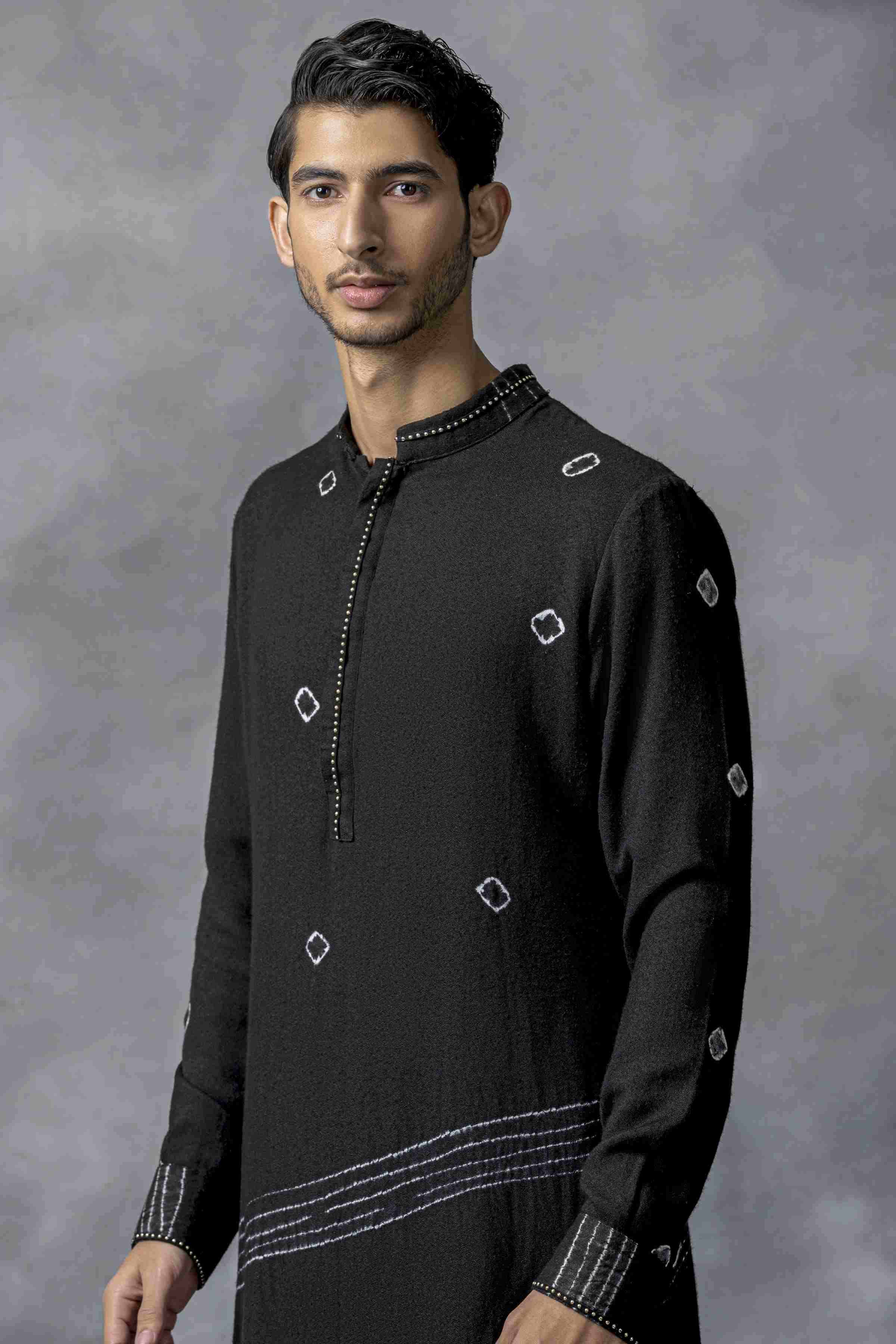 Black Tie & Dye Kurta Set