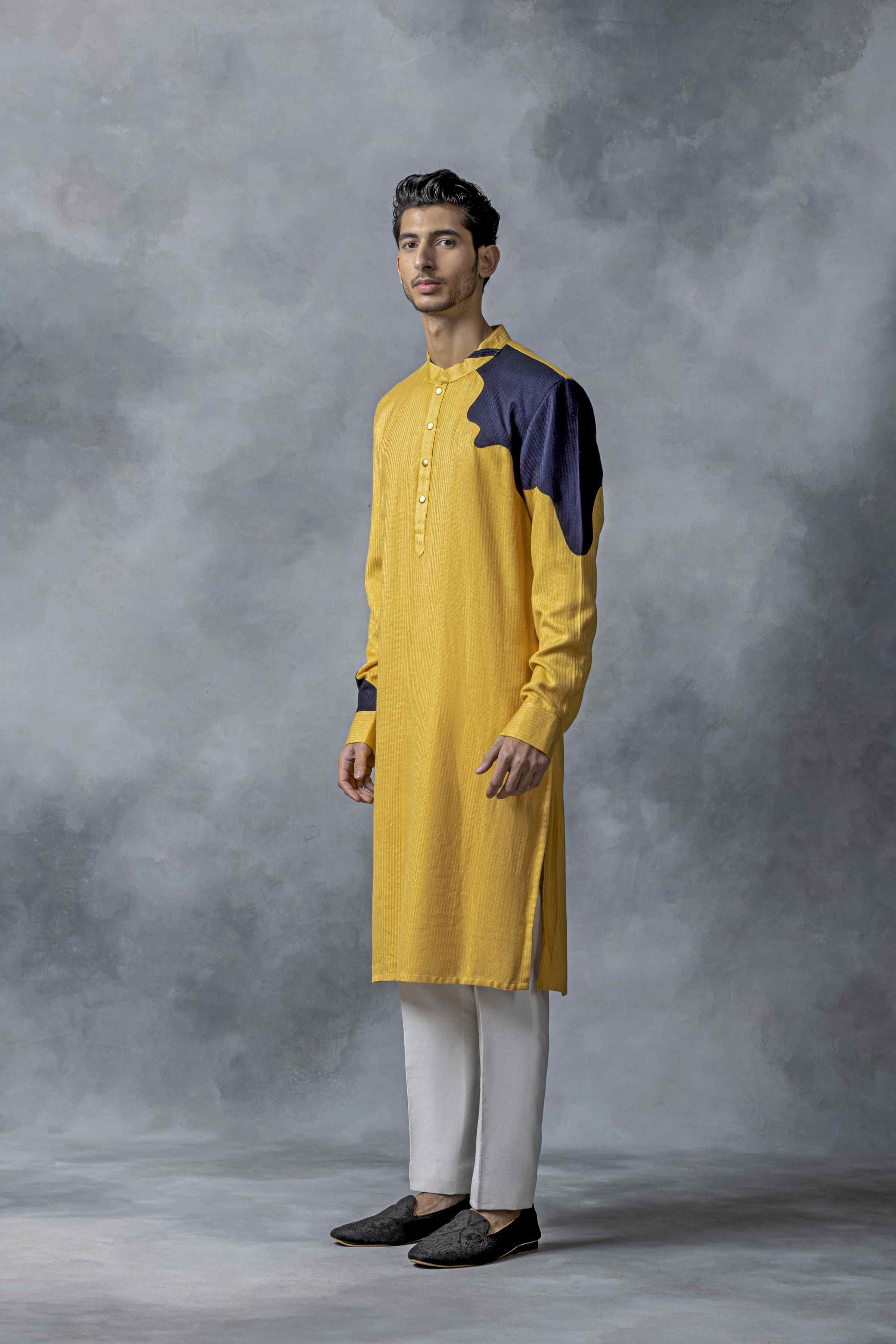 Yellow Patch Work Kurta Set