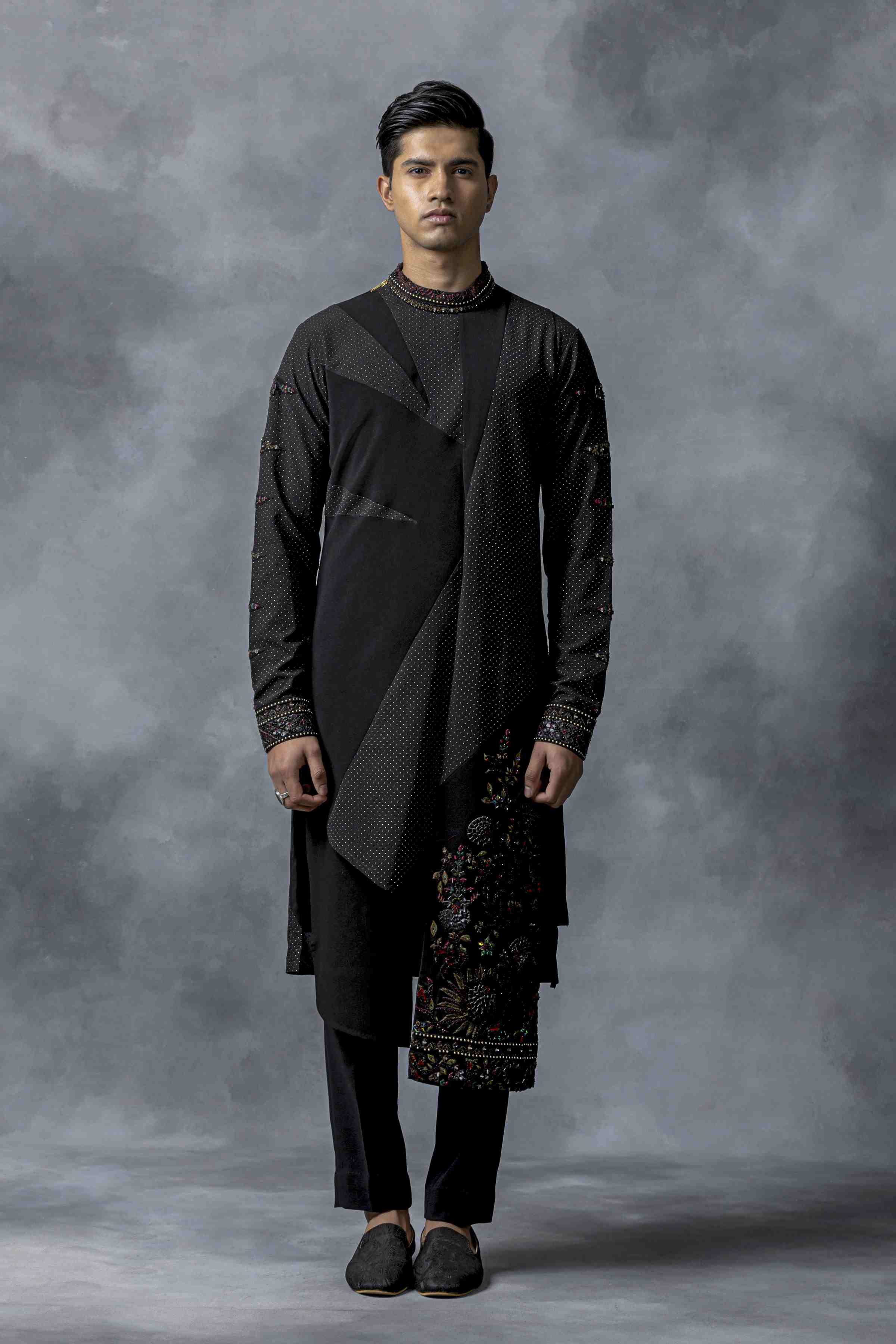 Black Panel Kurta Set
