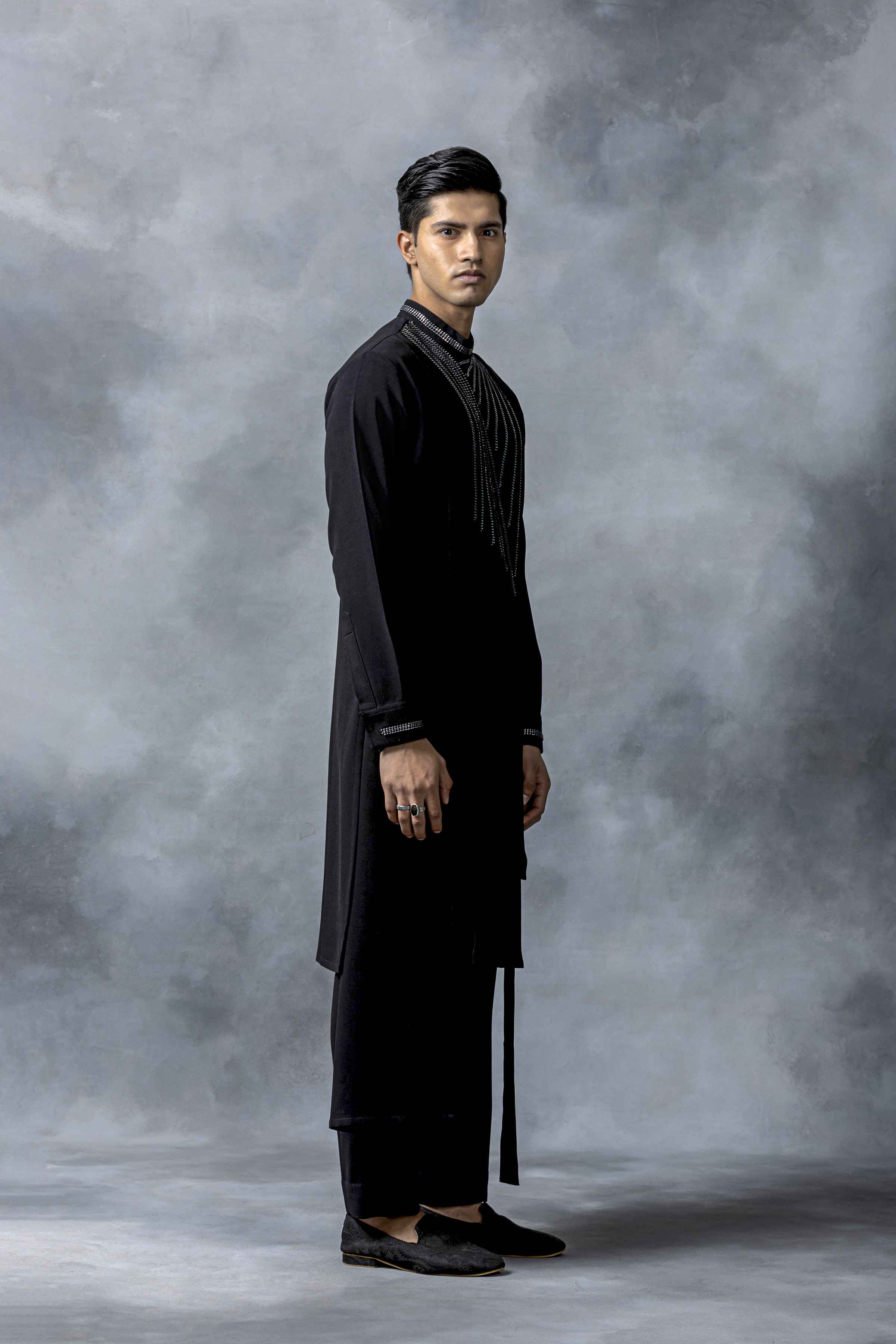 Black Panel Kurta Set
