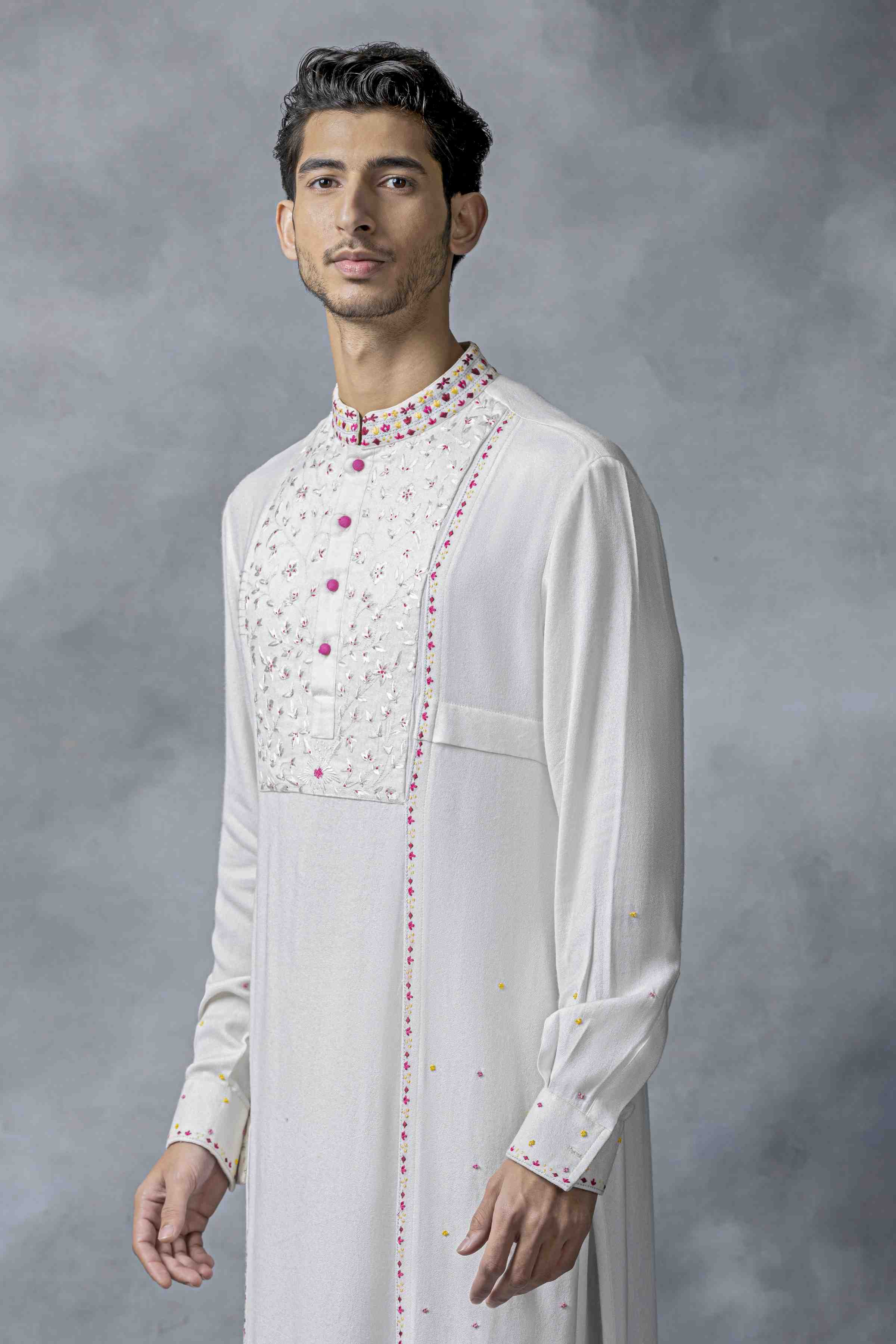 White Panel Kurta Set