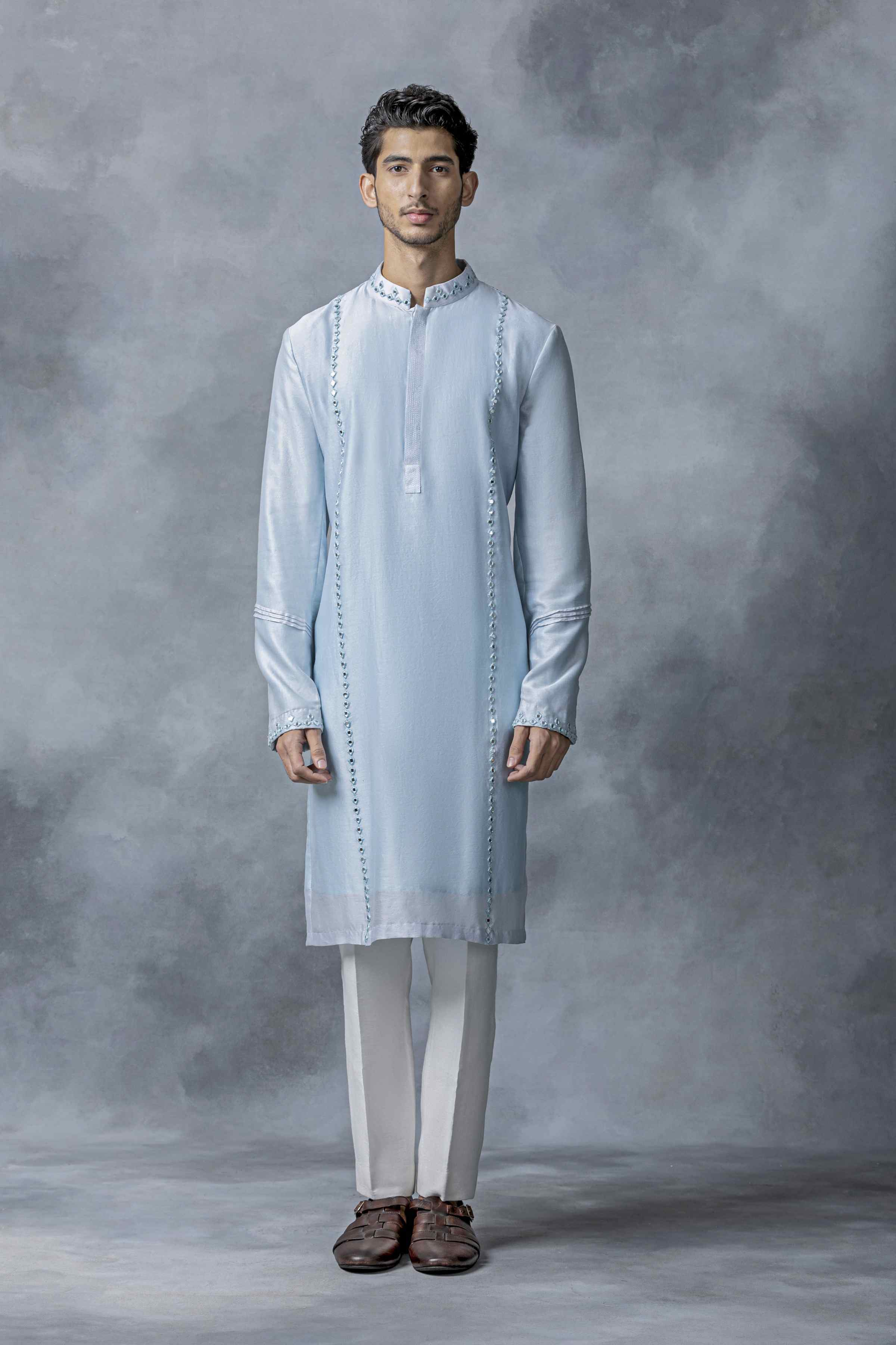Sky Blue Mirror Work Kurta Set