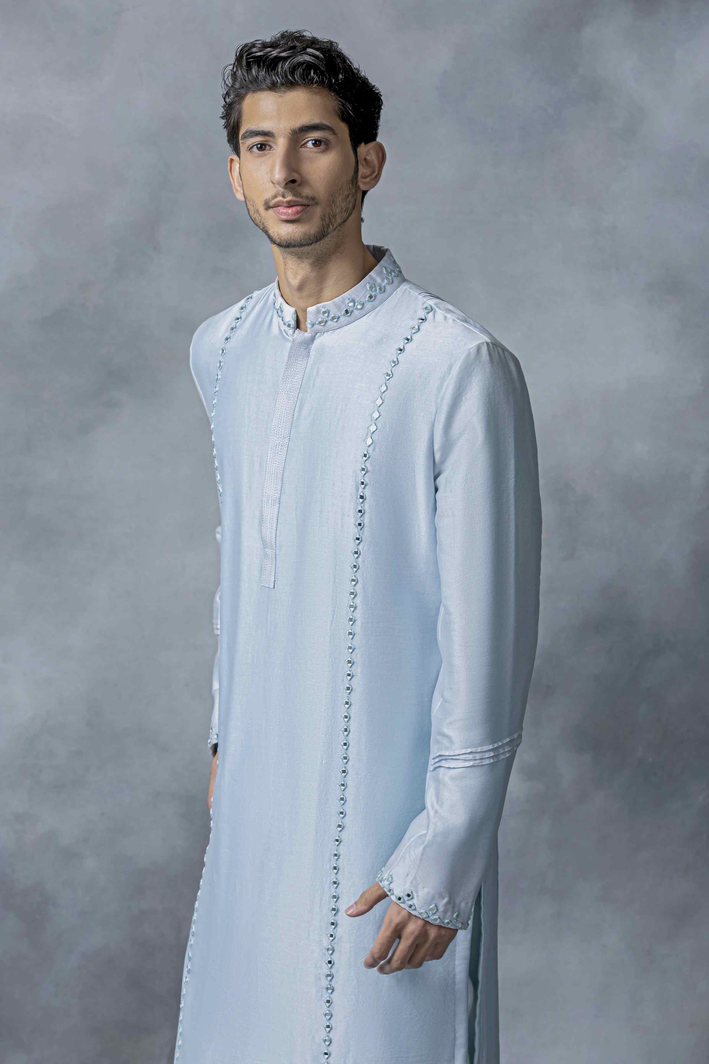 Sky Blue Mirror Work Kurta Set