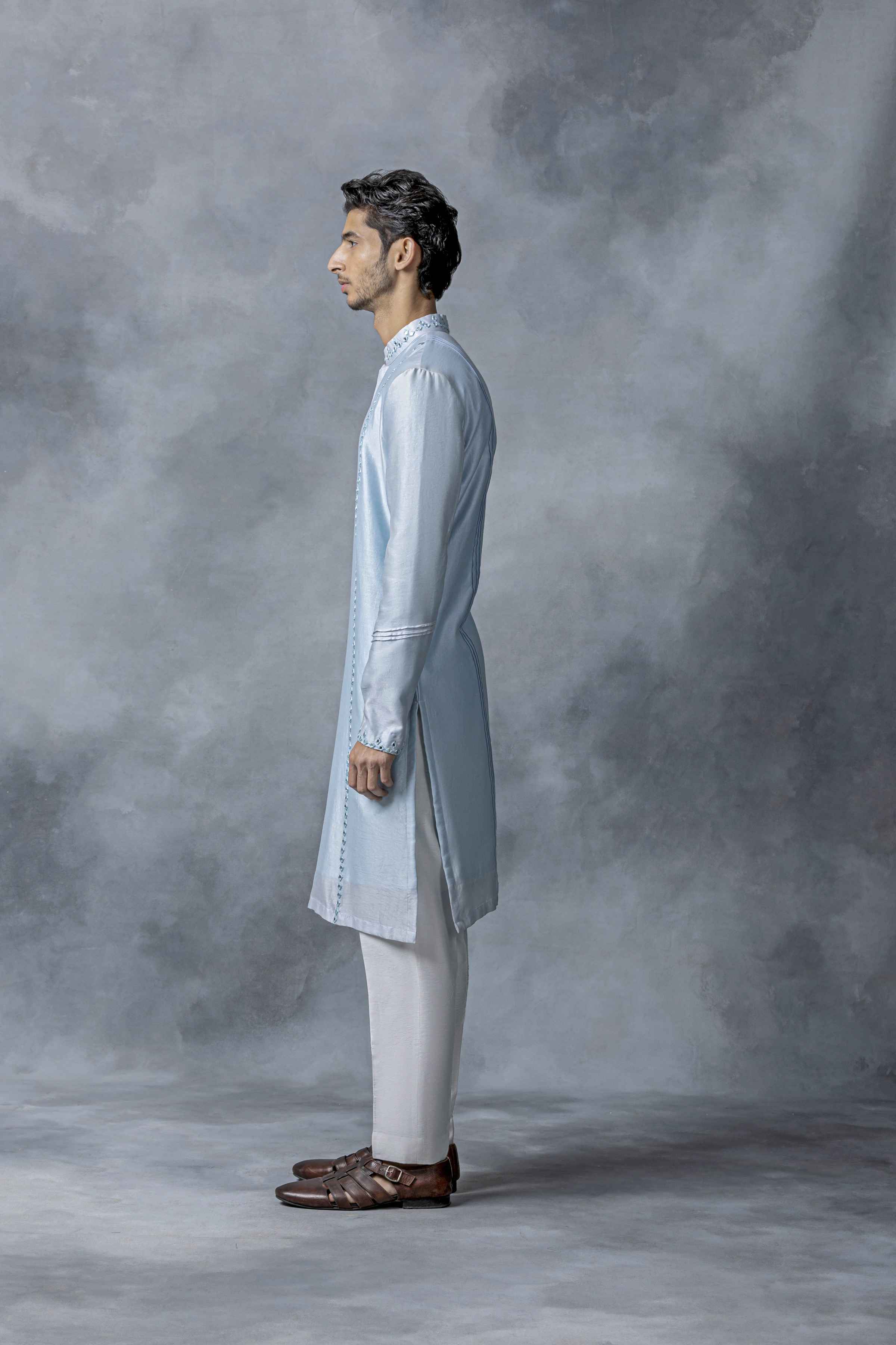 Sky Blue Mirror Work Kurta Set