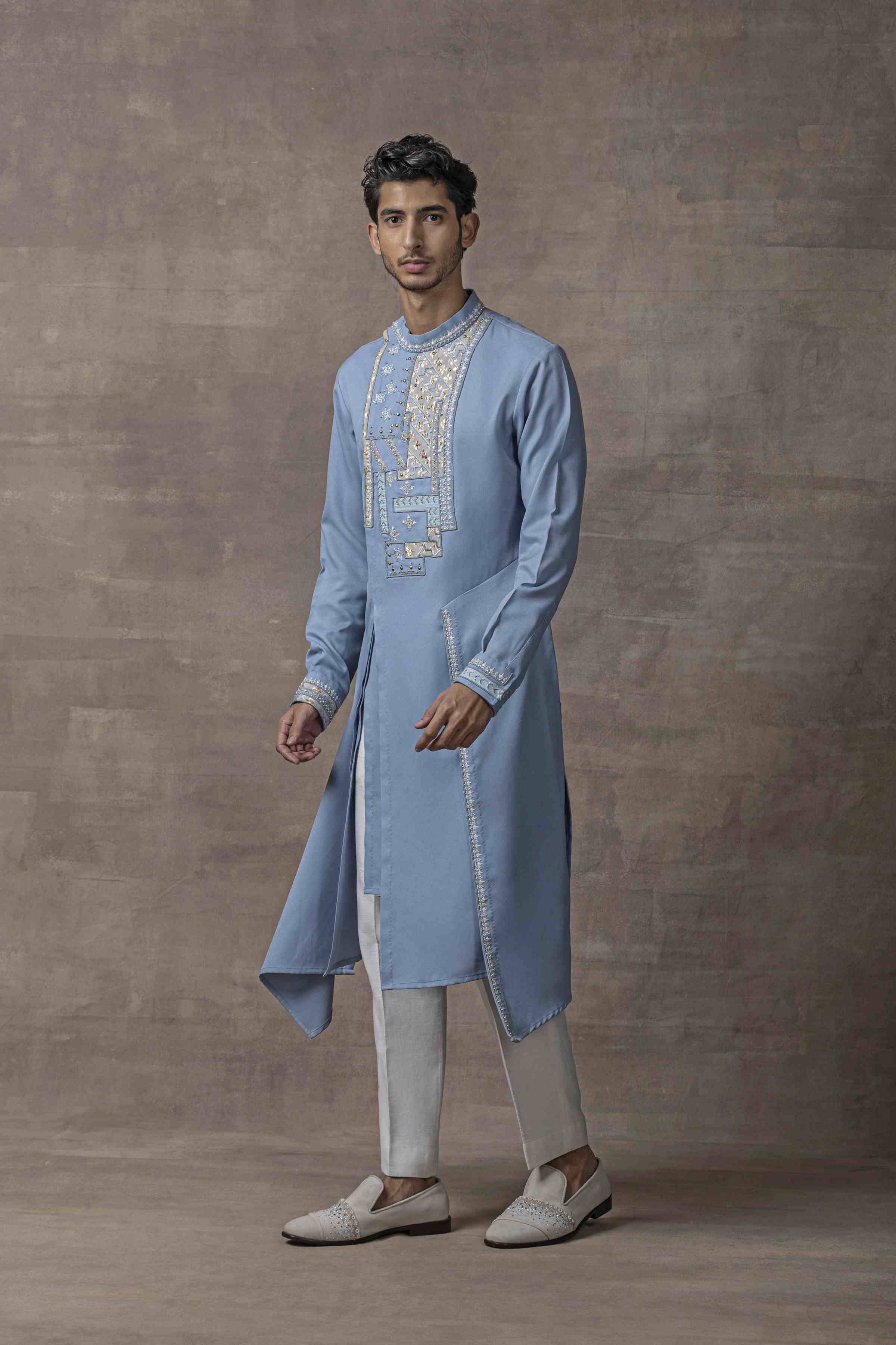 Blue Applique Work Kurta Set