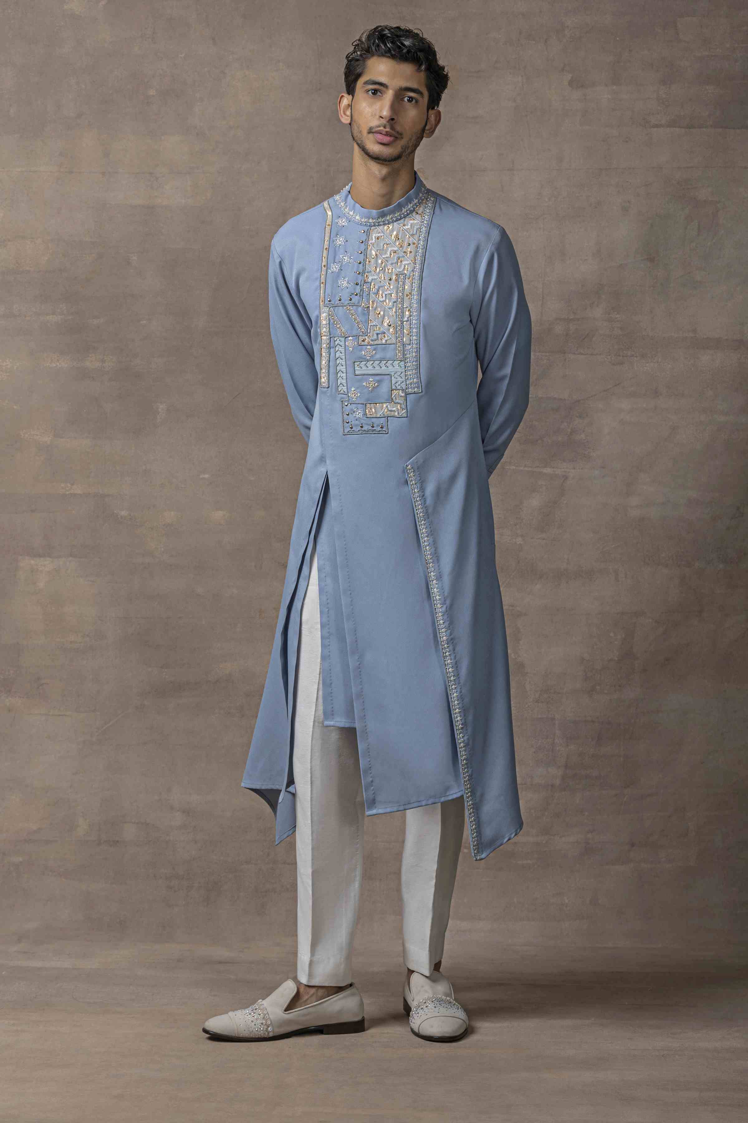 Blue Applique Work Kurta Set