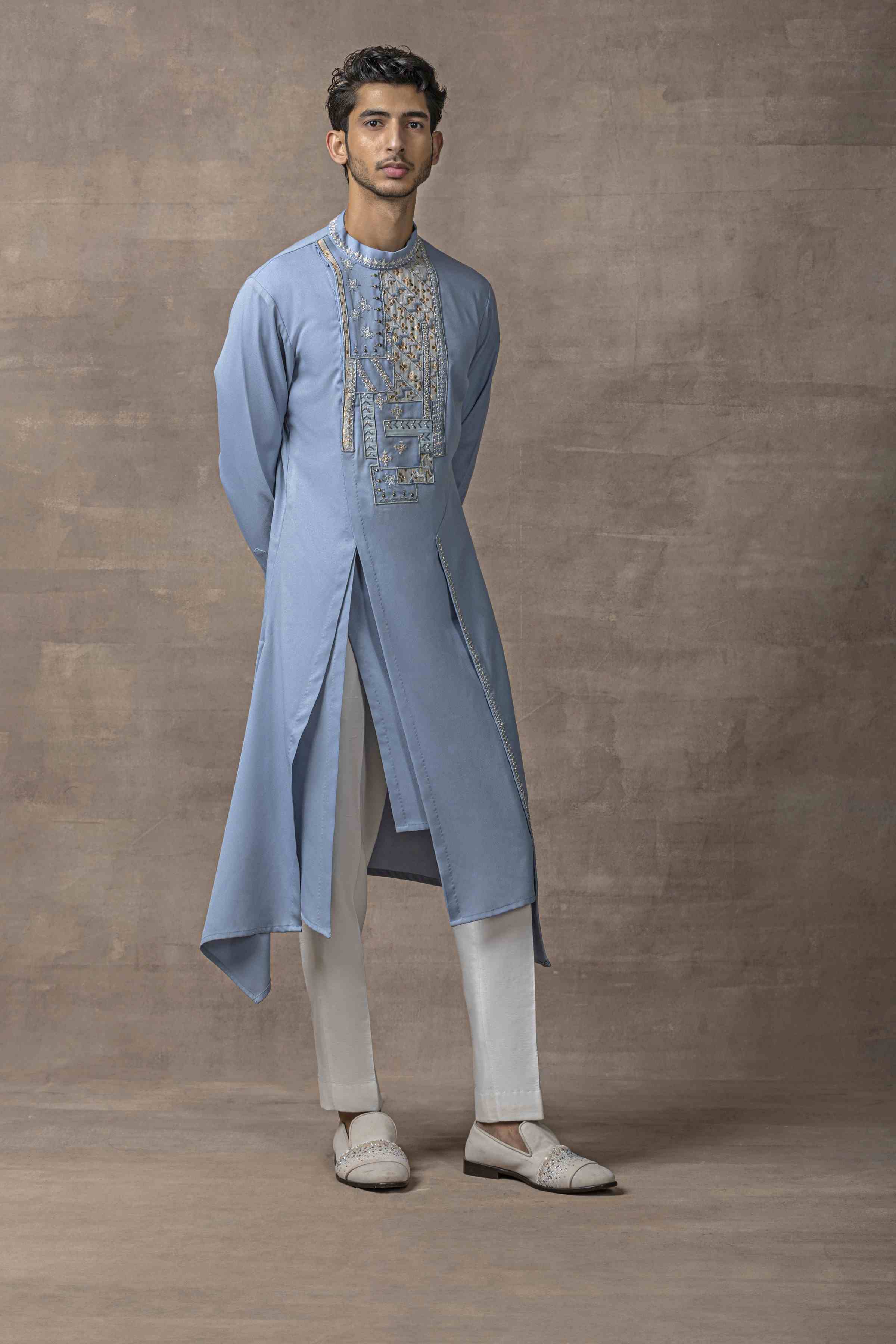 Blue Applique Work Kurta Set