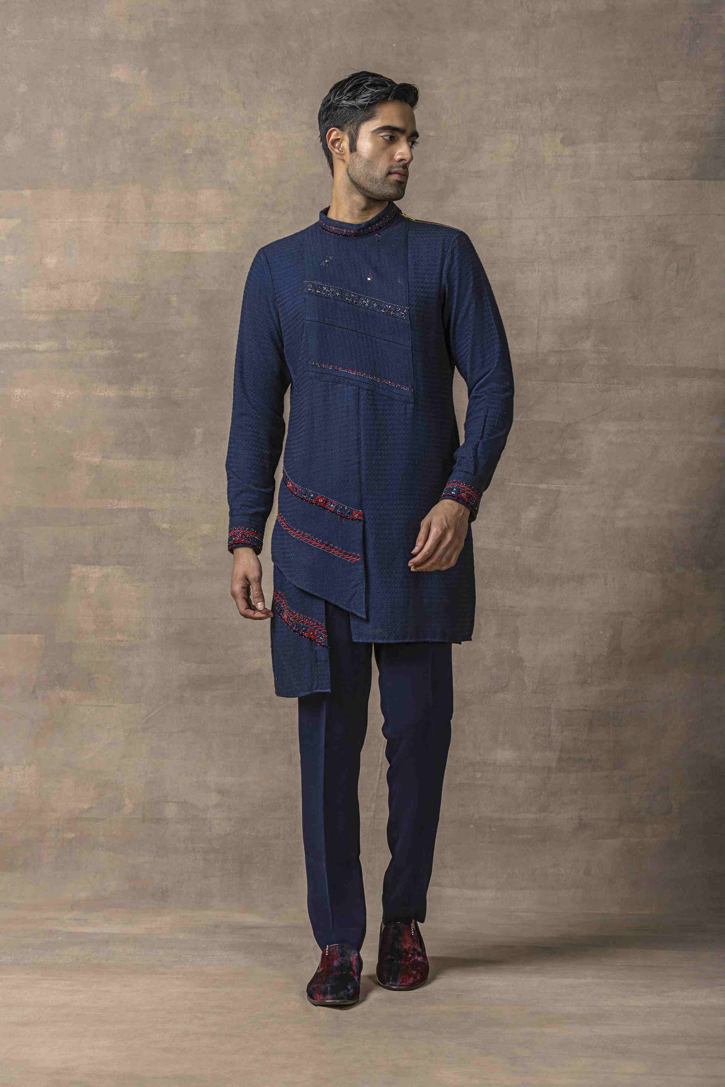 Navy Panel Kurta Set