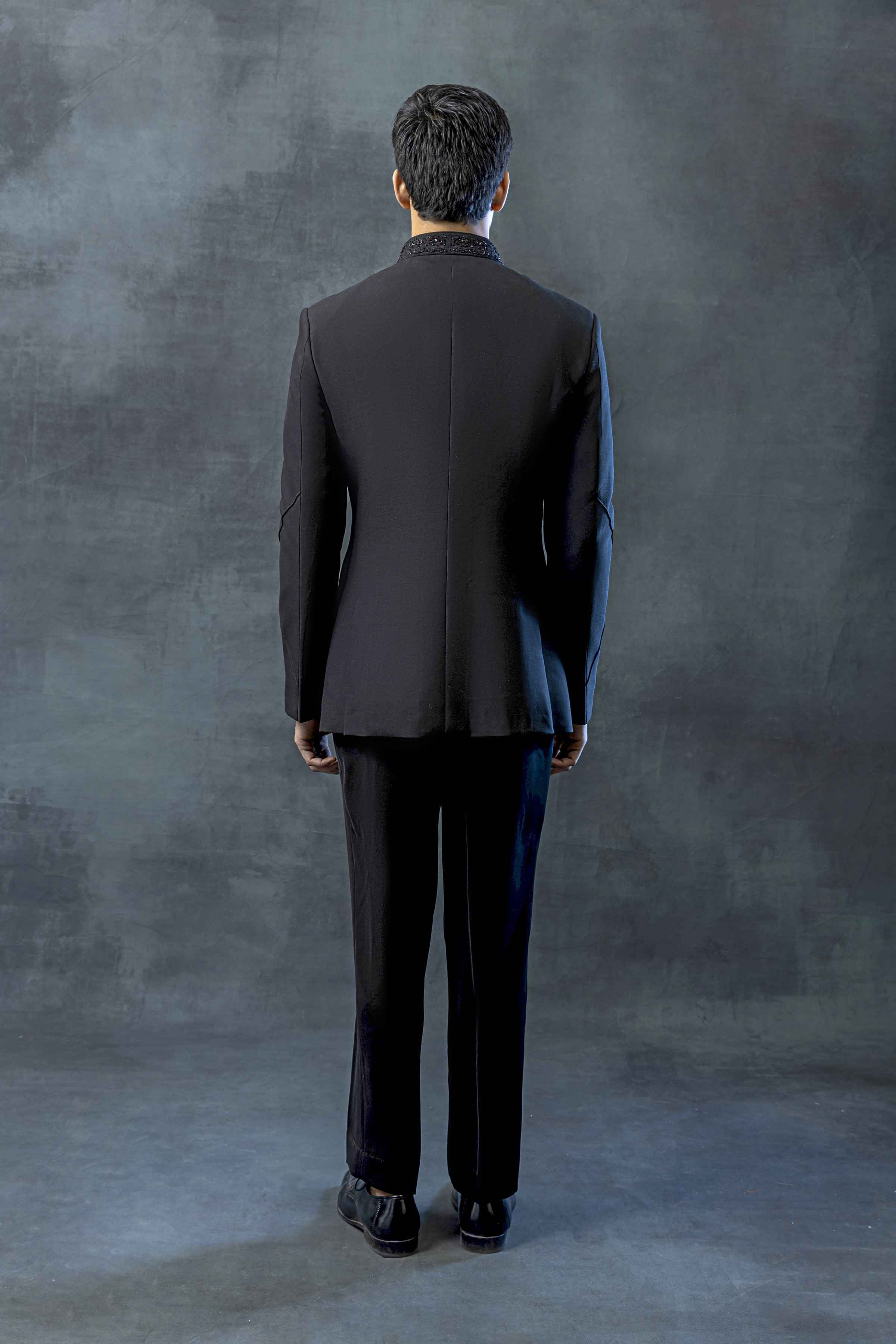 Black Pintuck Bandhgala Set