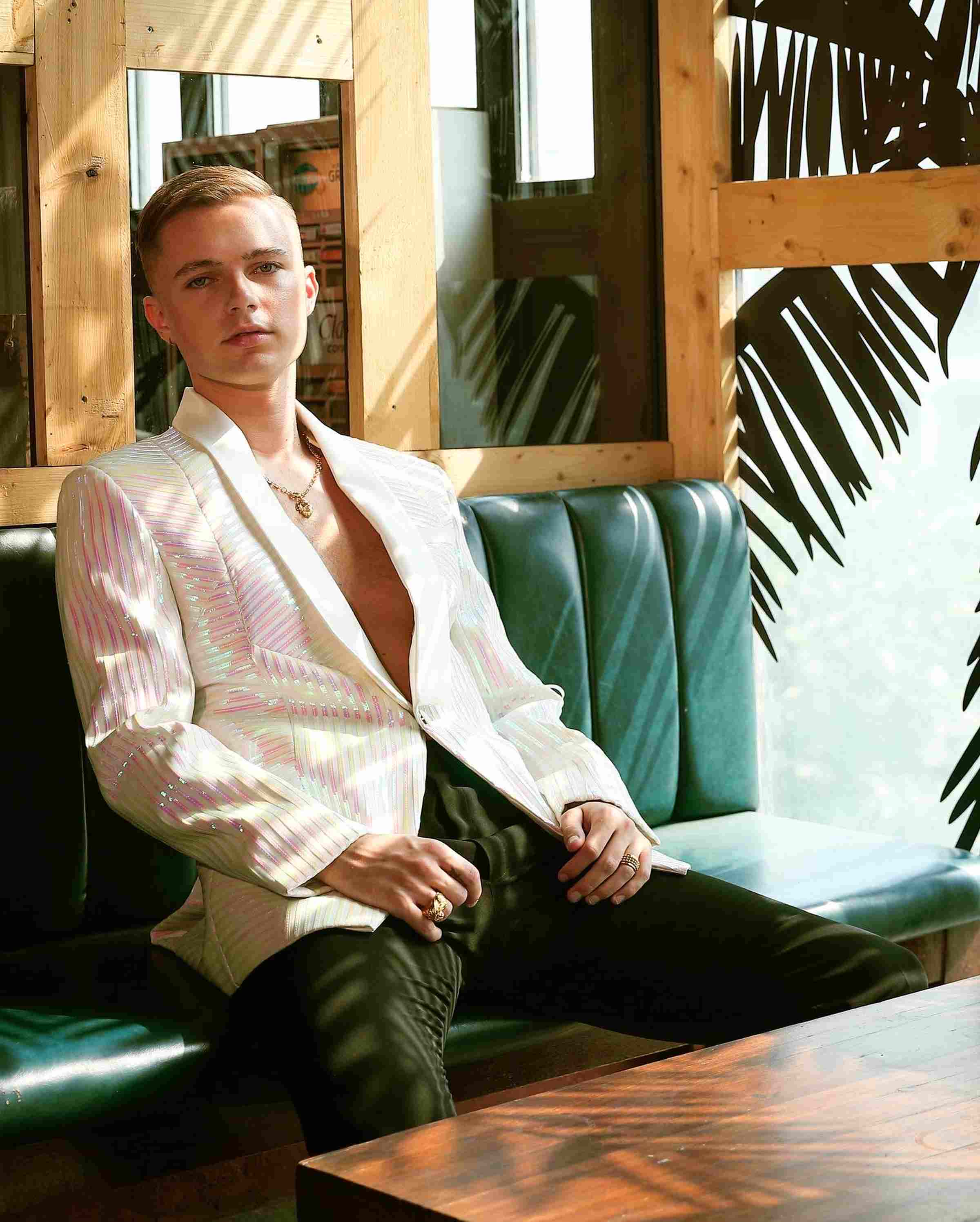 Off White Tuxedo With Rainbow Reel Detailing