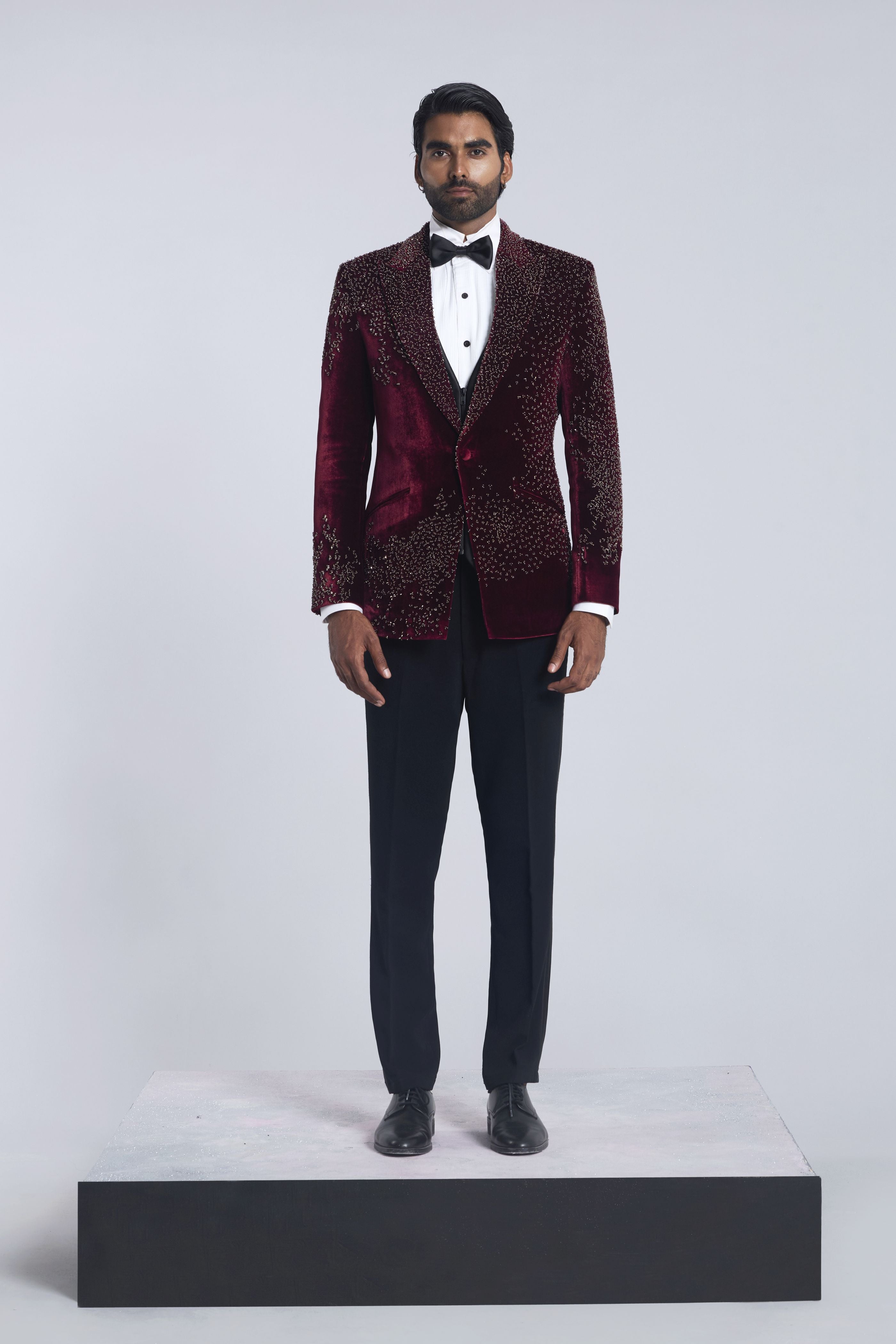Wine pearl work tuxedo