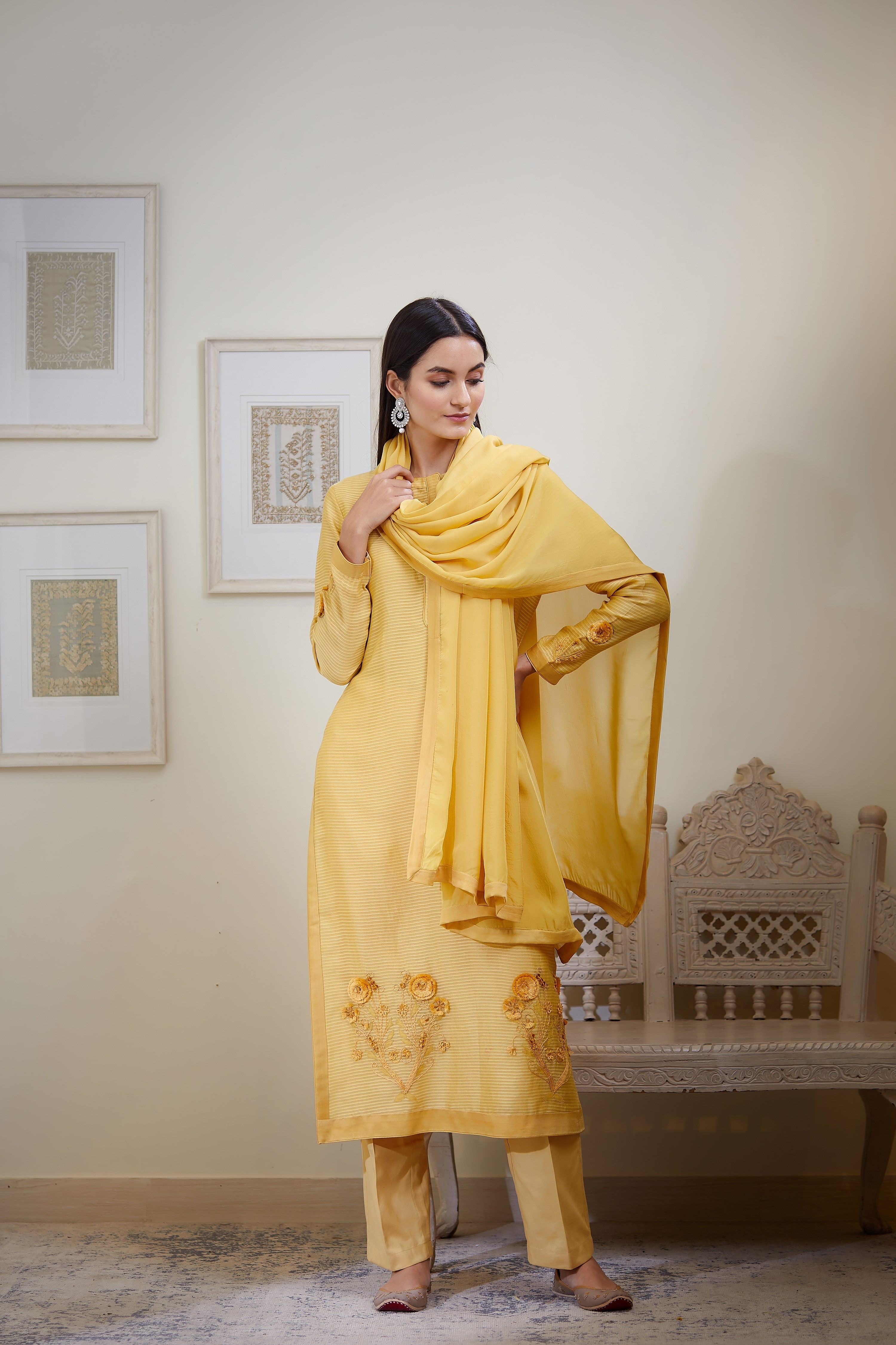 Mustard Kurta Set