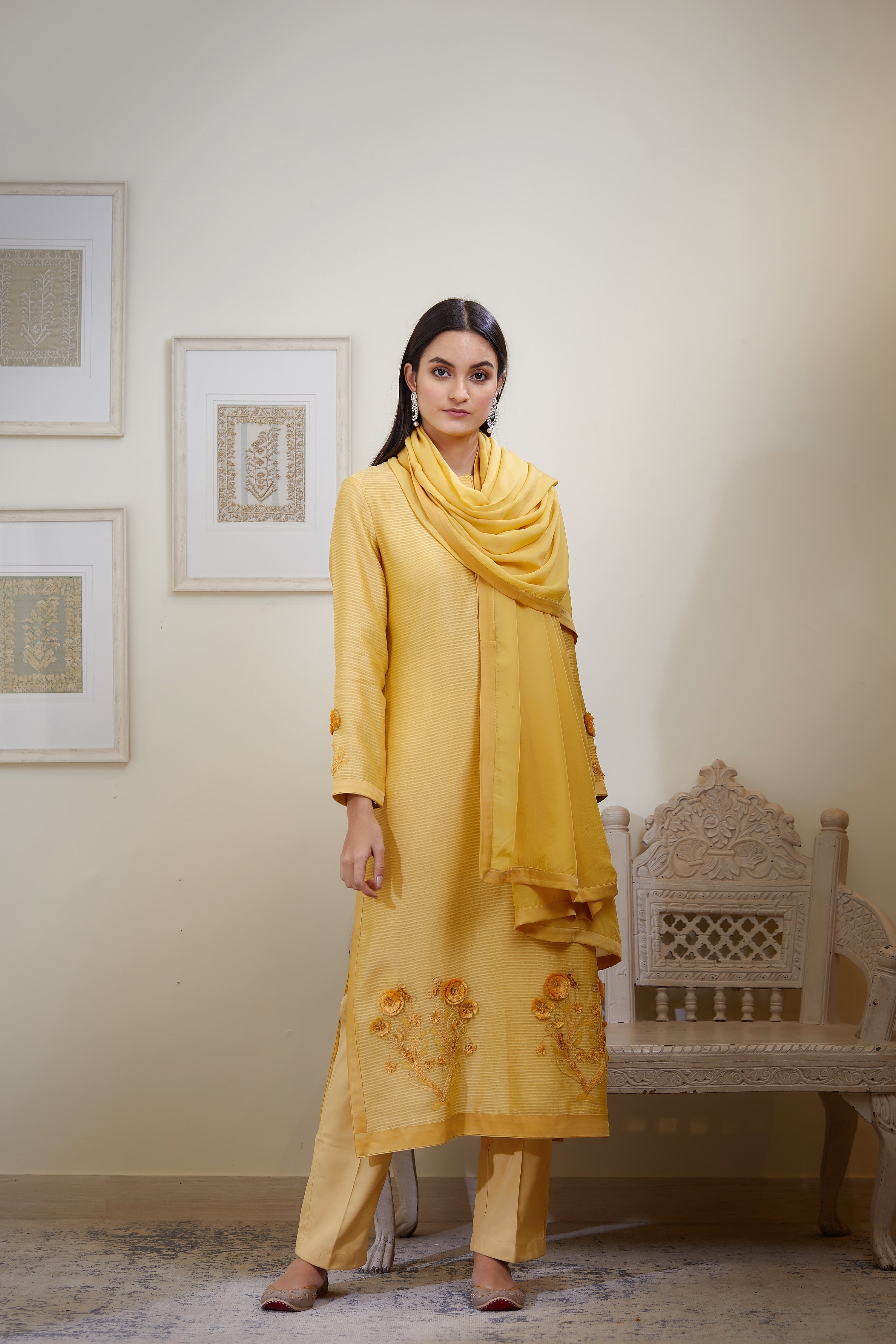 Mustard Kurta Set