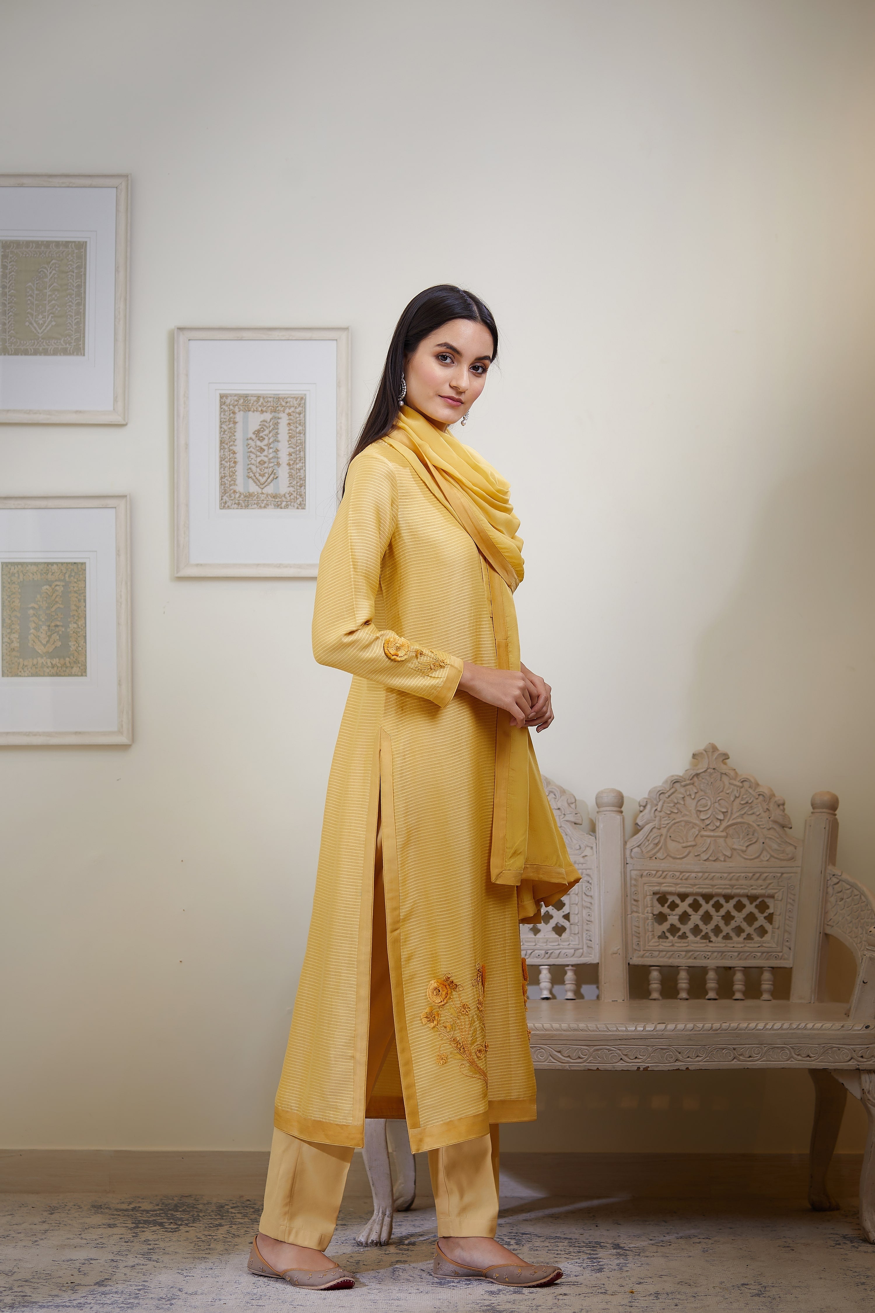 Mustard Kurta Set