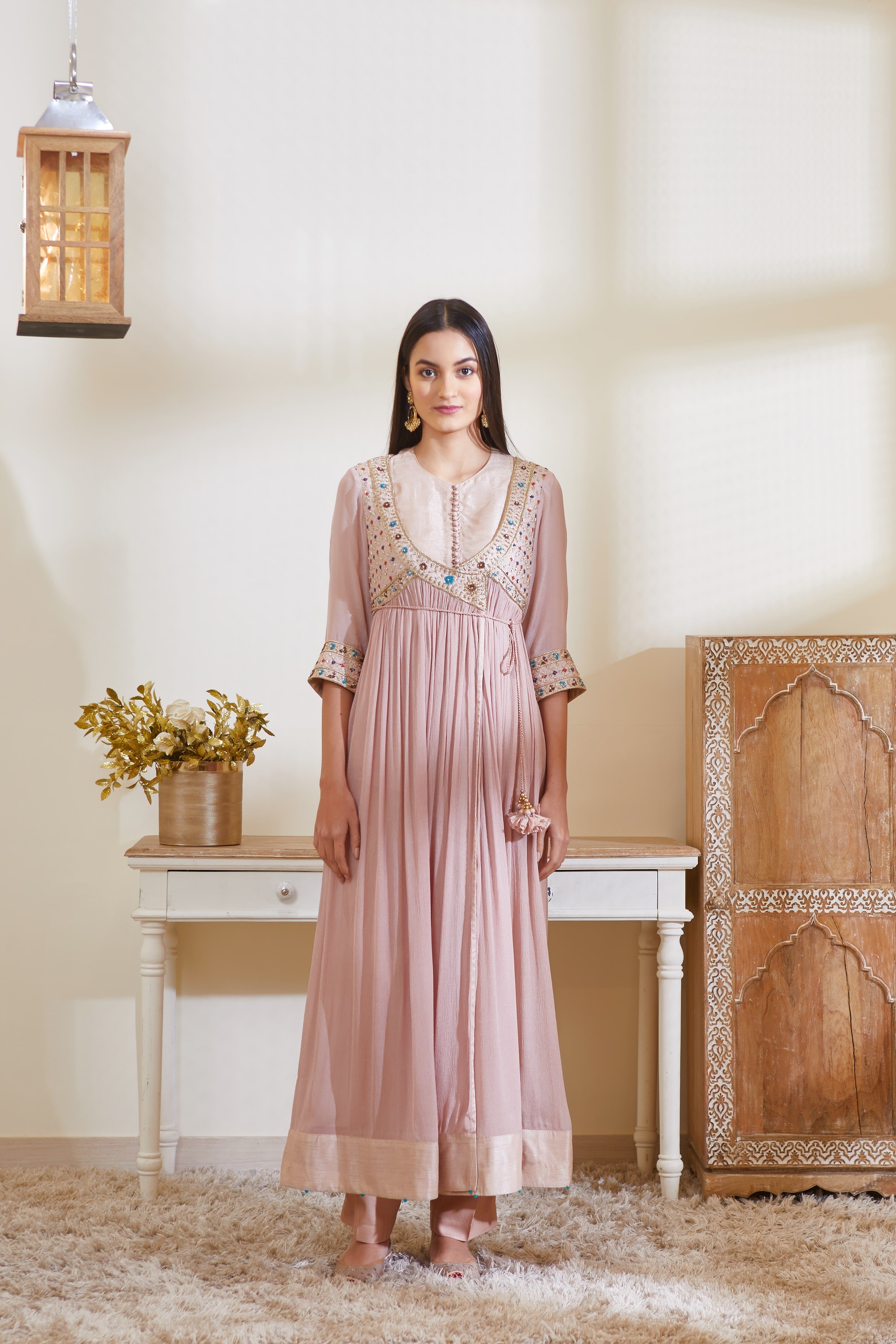 Old Rose Pink Angrakha Set
