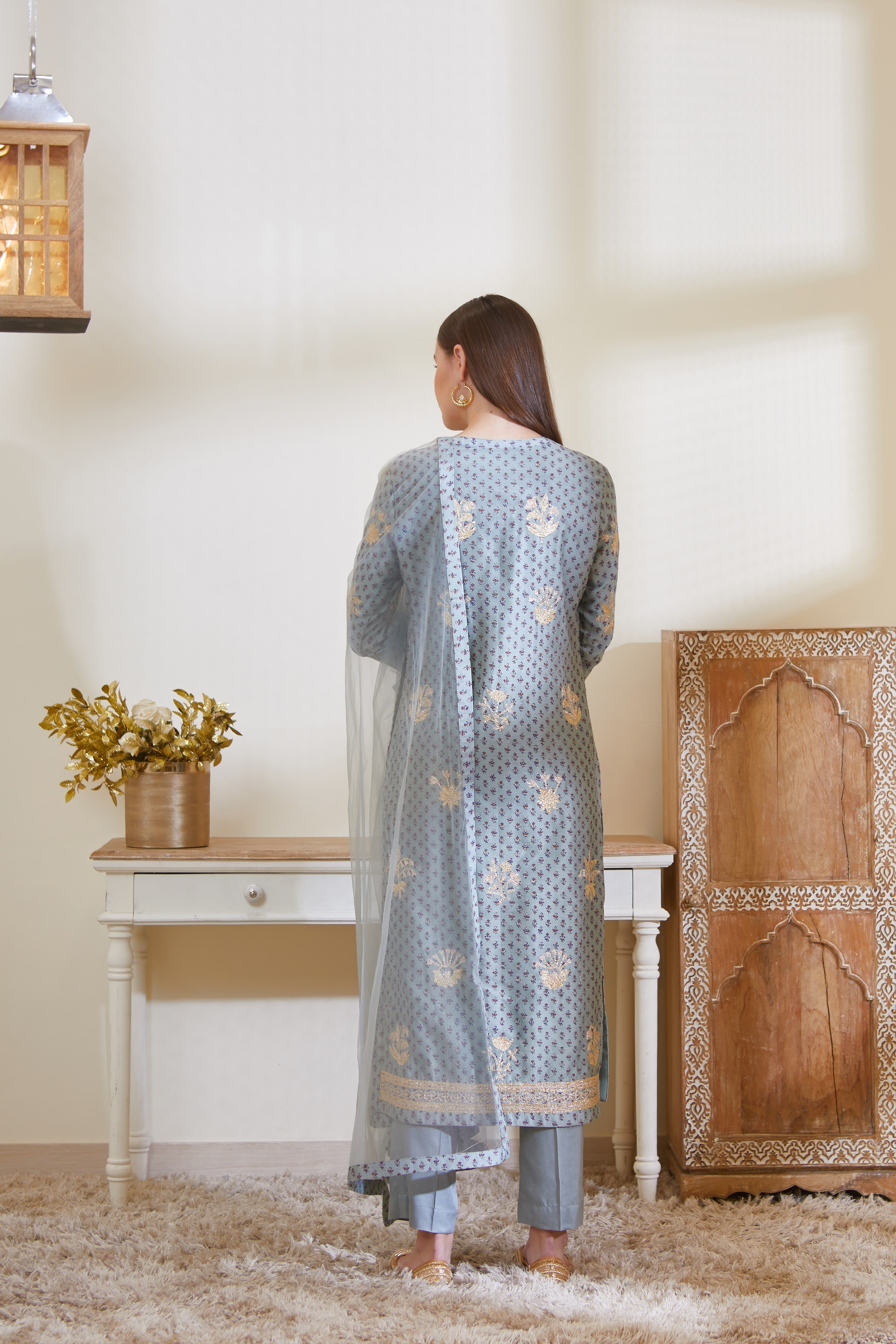 Blue Grey Kurta Set