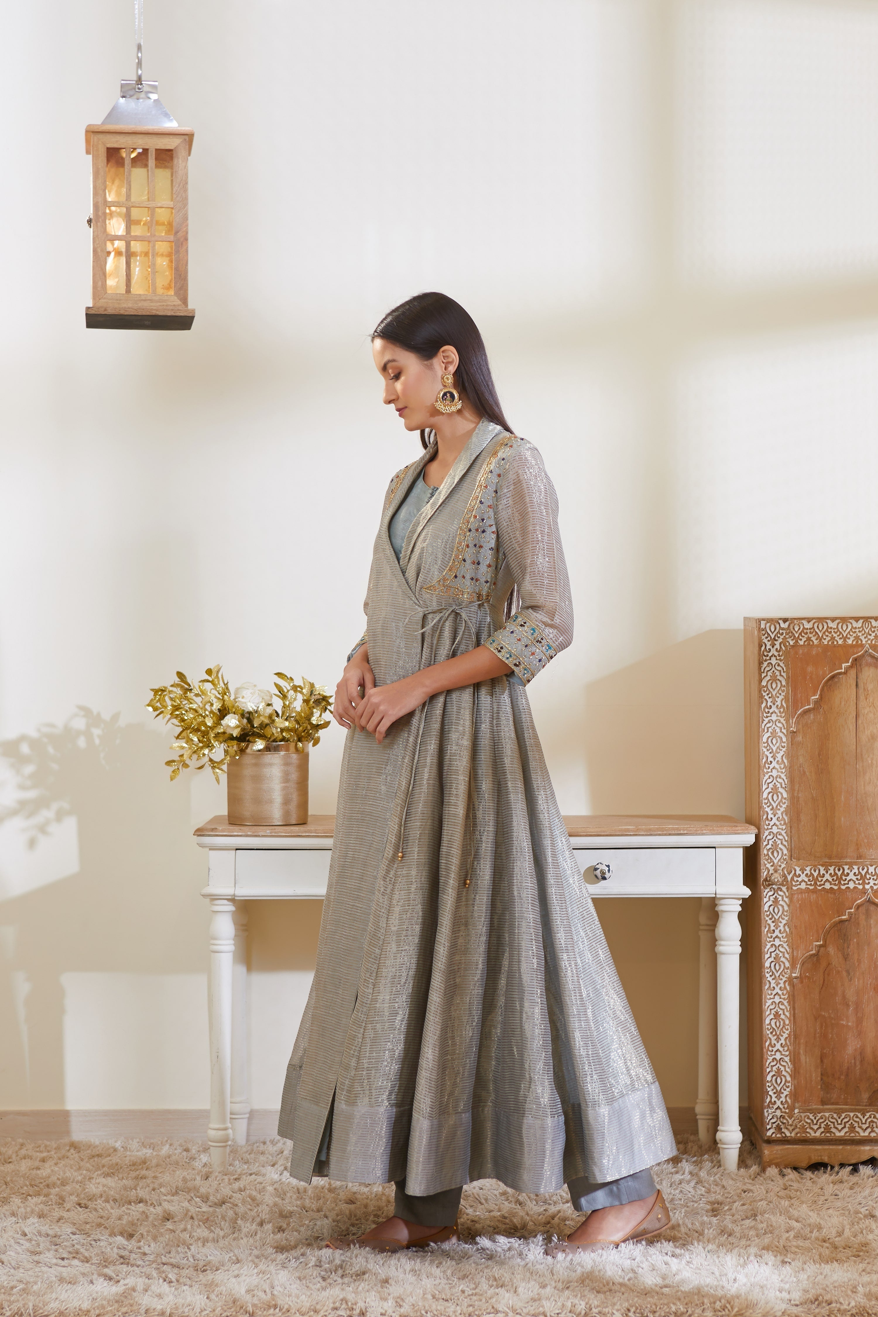 Blue Grey Kurta Set