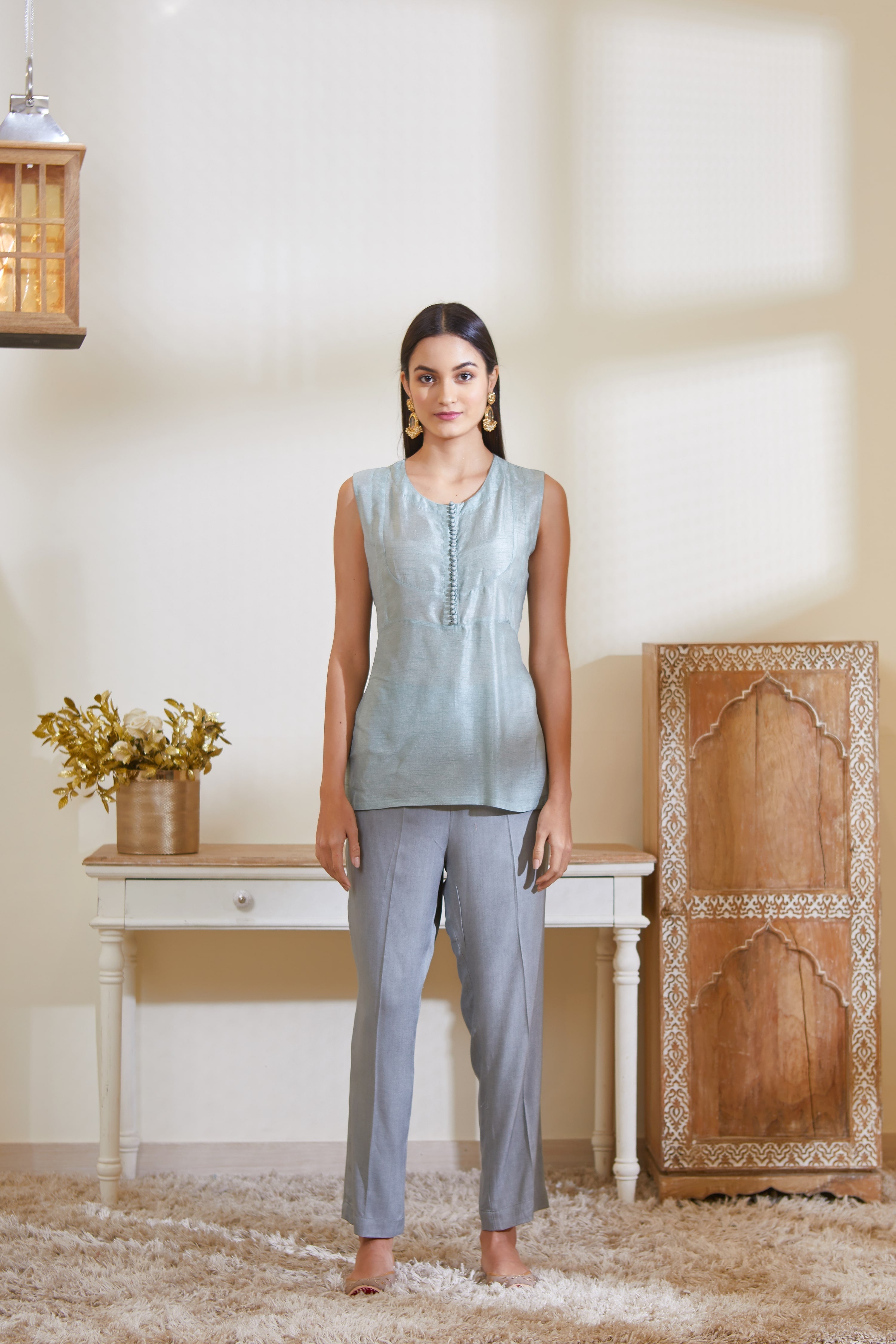 Blue Grey Kurta Set