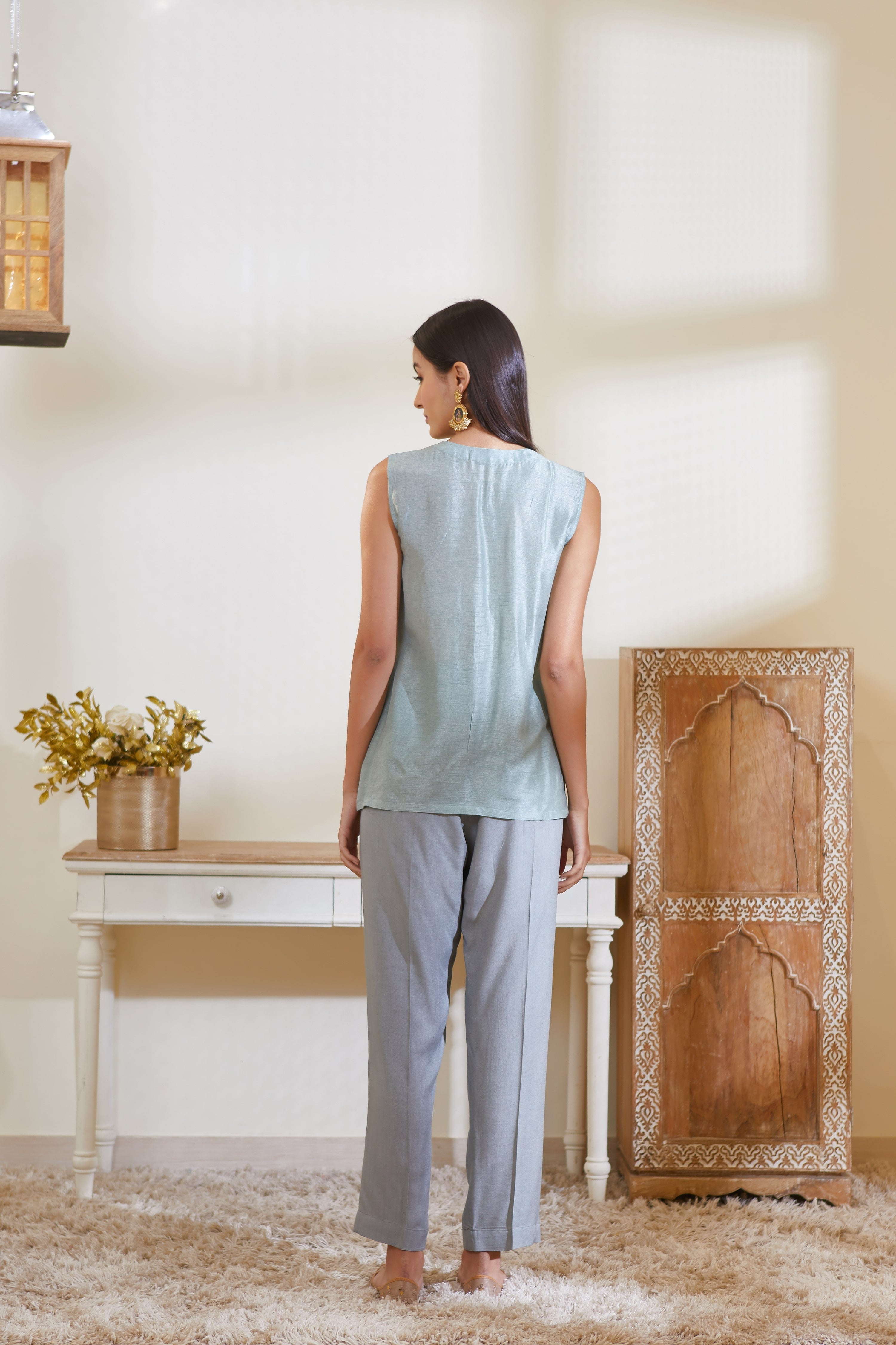 Blue Grey Kurta Set