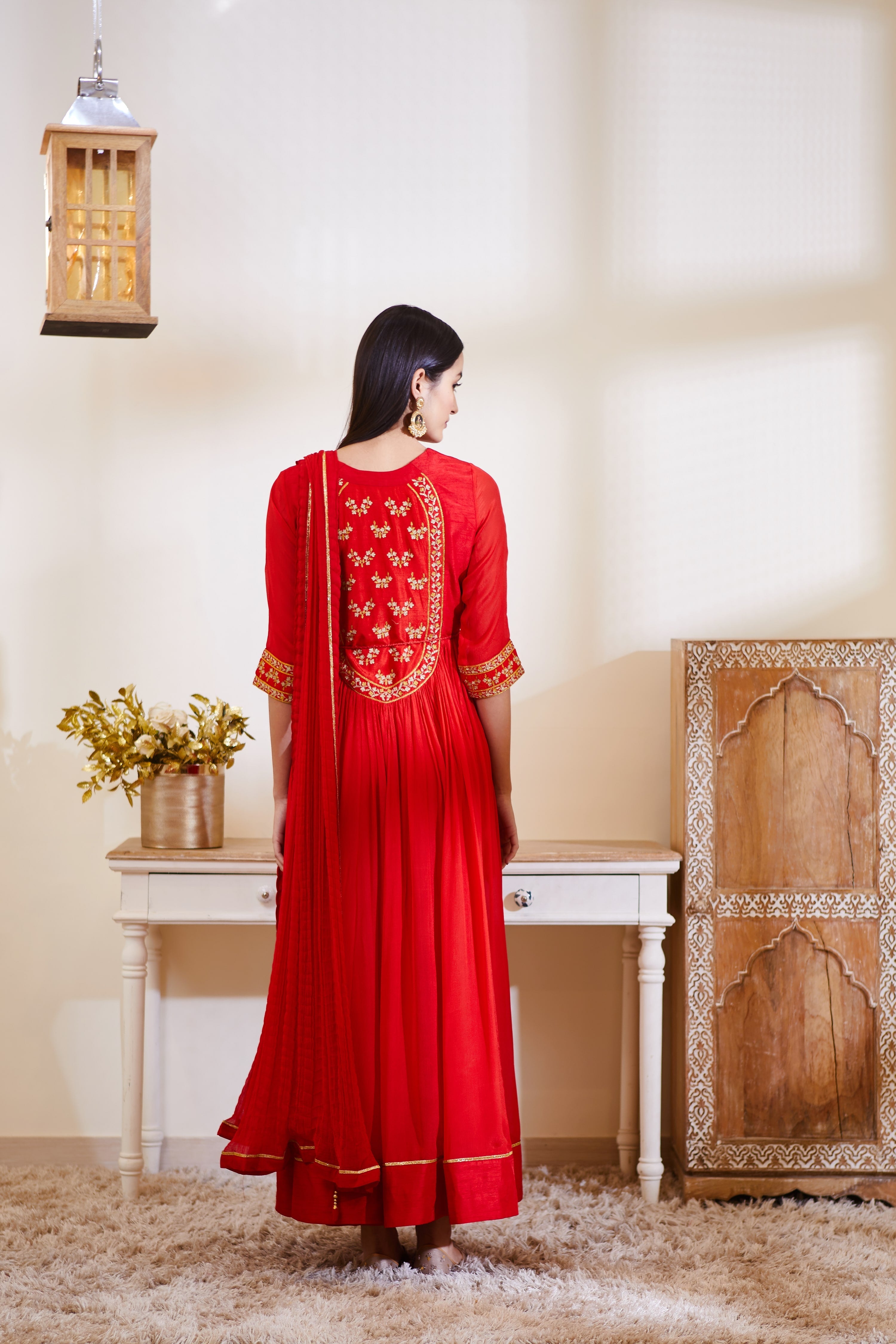 Red Anarkali Set