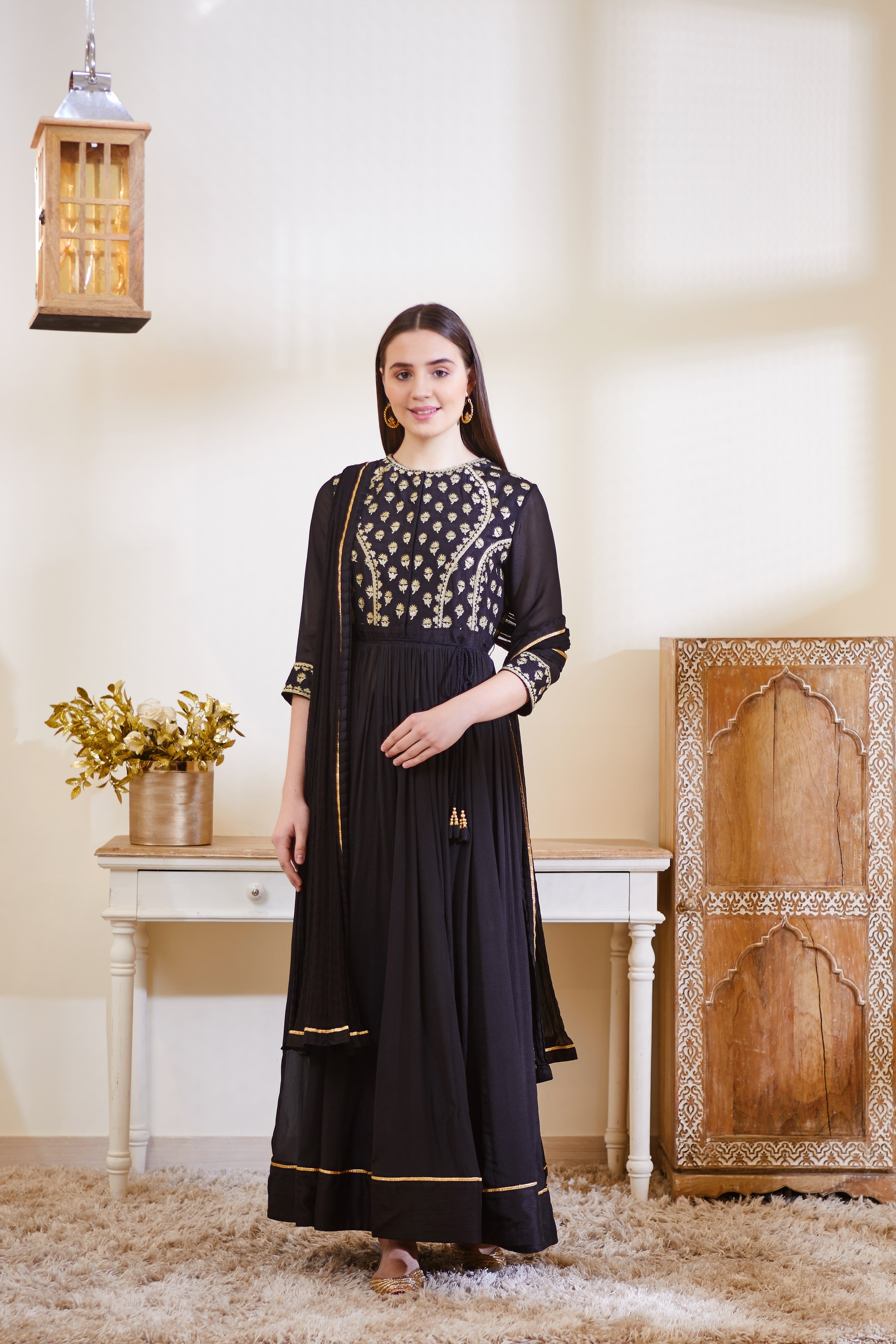 Black Anarkali Set