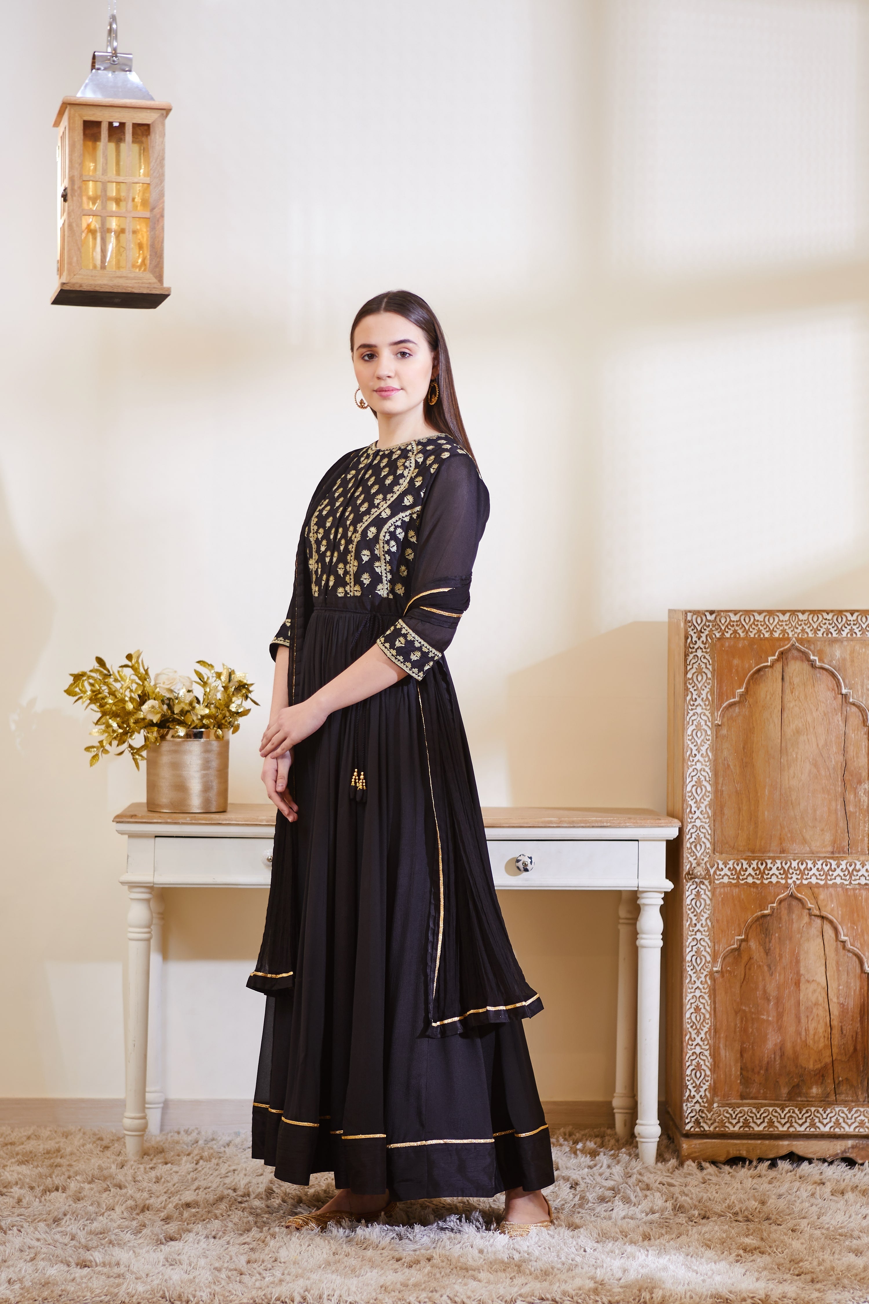 Black Anarkali Set