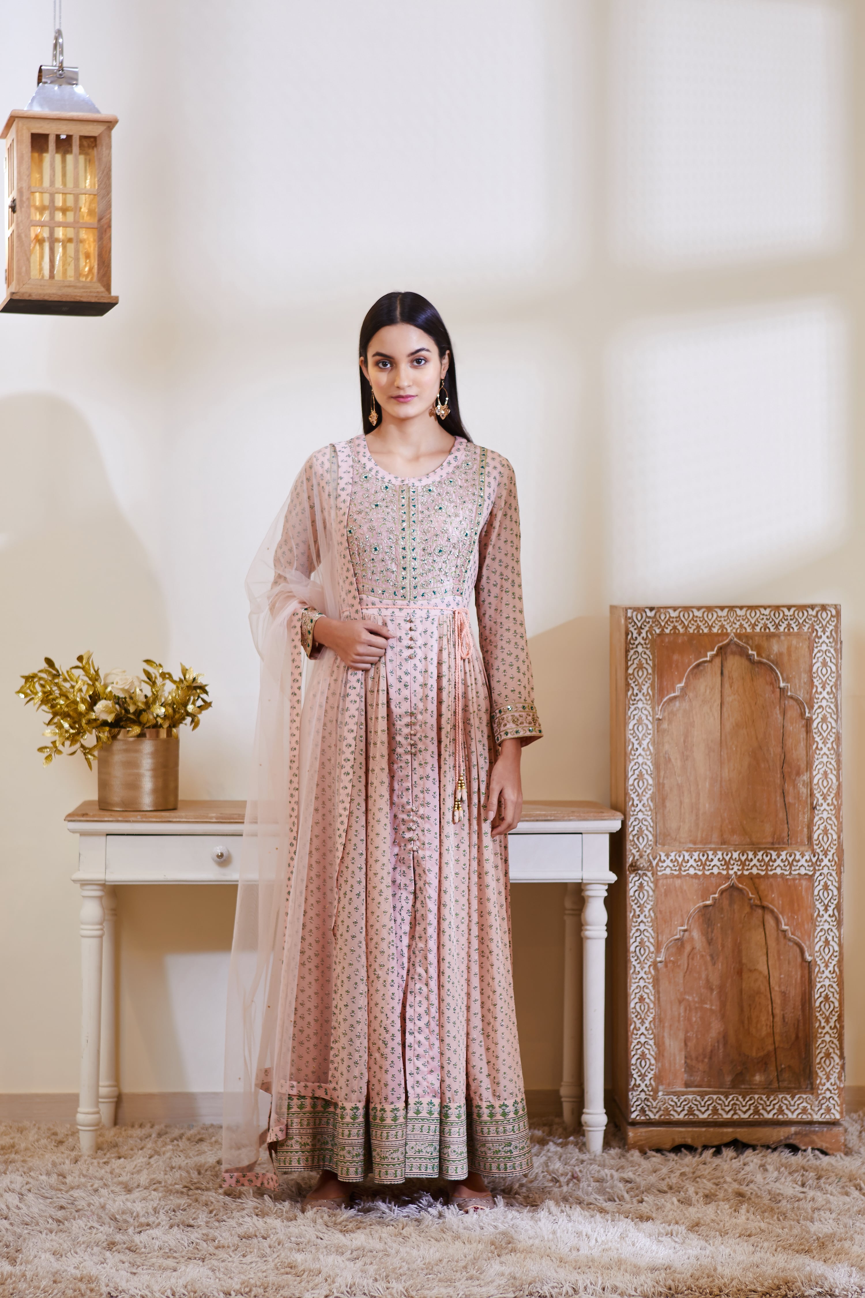 Old Rose Pink Anarkali Set