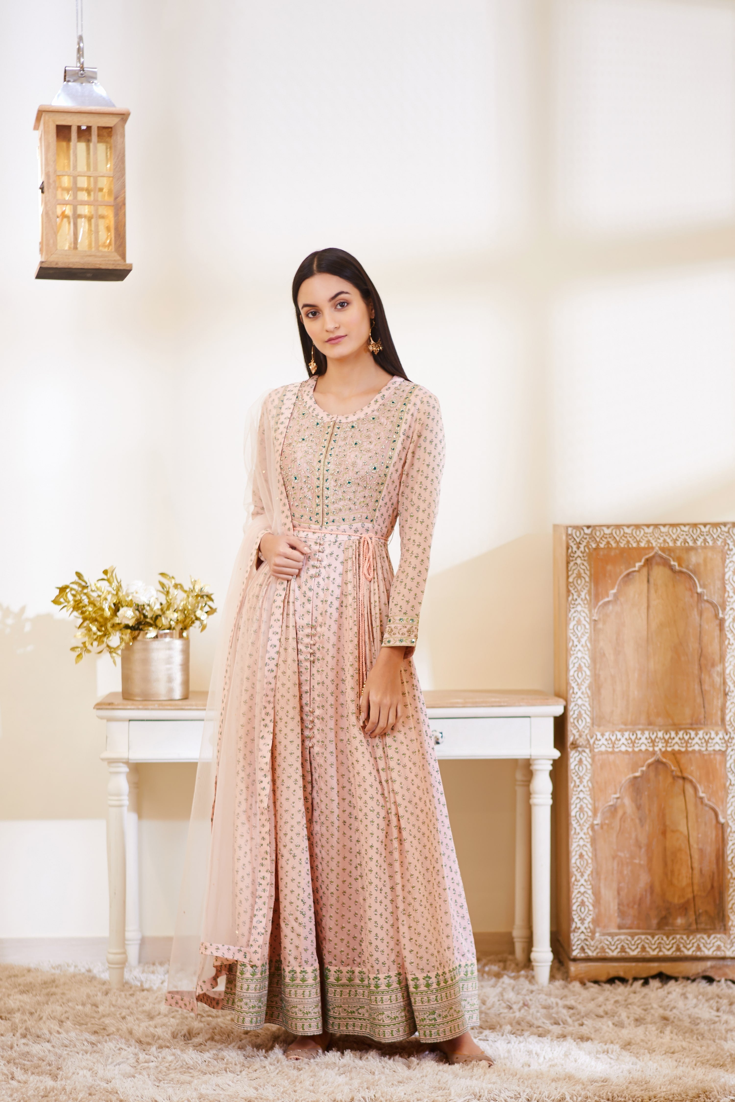 Old Rose Pink Anarkali Set