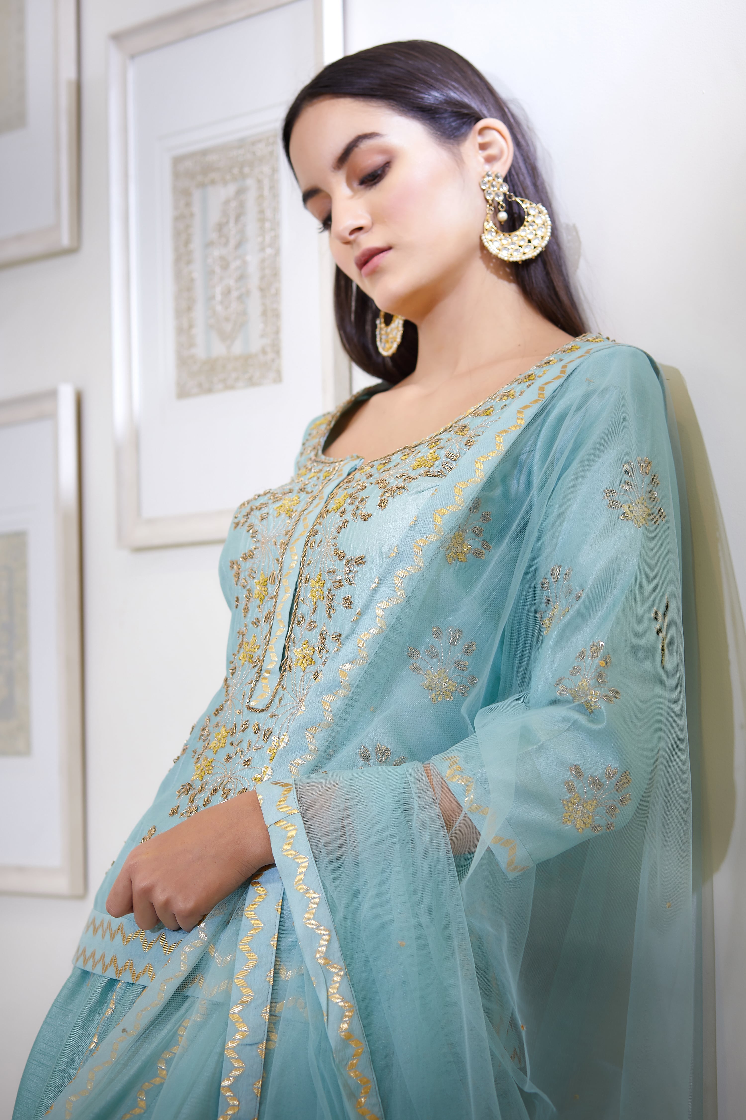 Blush Blue Kurta & Skirt Set
