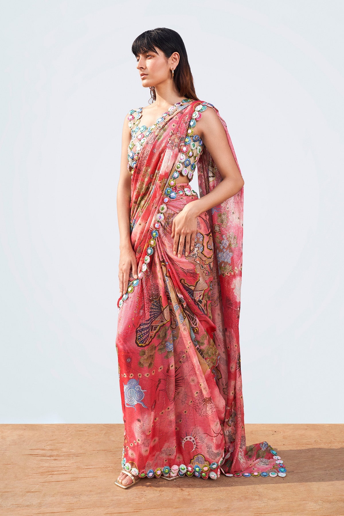 Starlight - Viva Magenta Lurex Saree Set