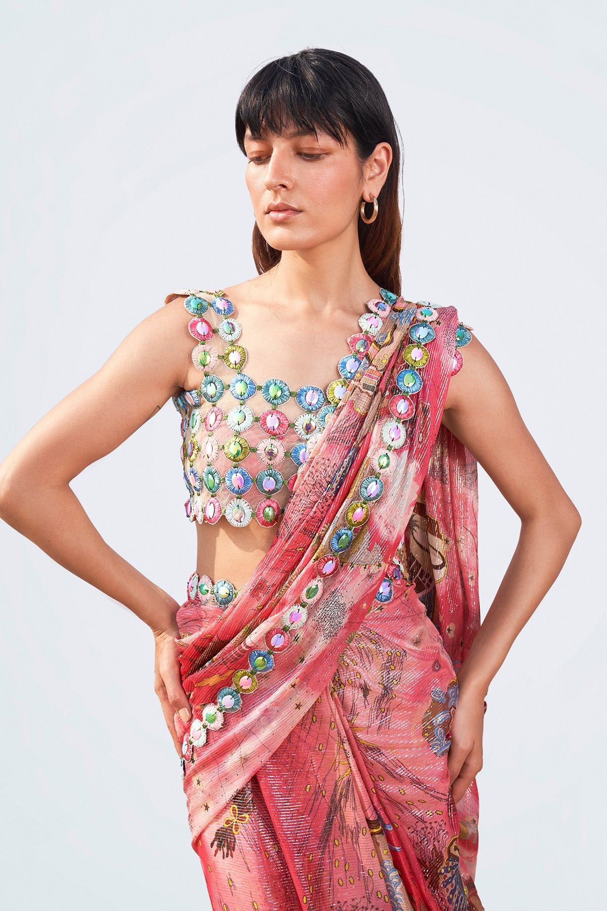 Starlight - Viva Magenta Lurex Saree Set