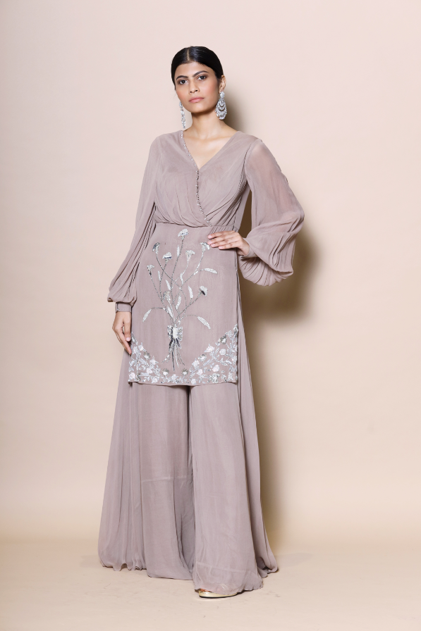 Bathrobe Full Sleeves Shirt And Palazzo Set