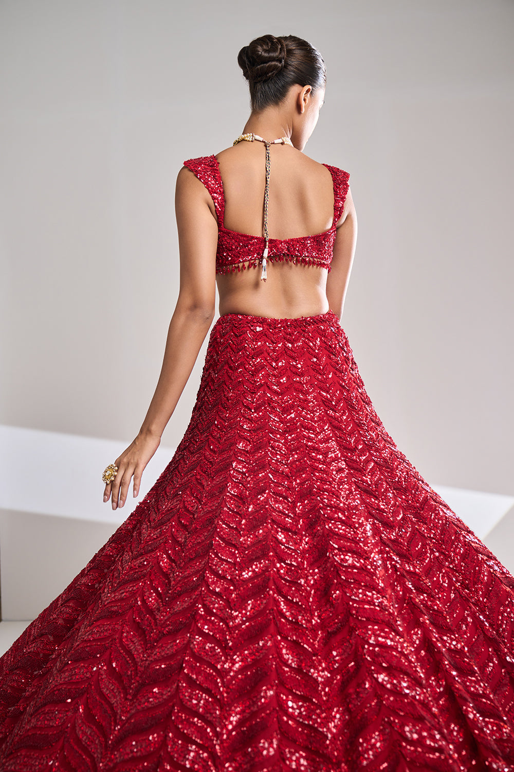 Red Leaf Lehenga Set