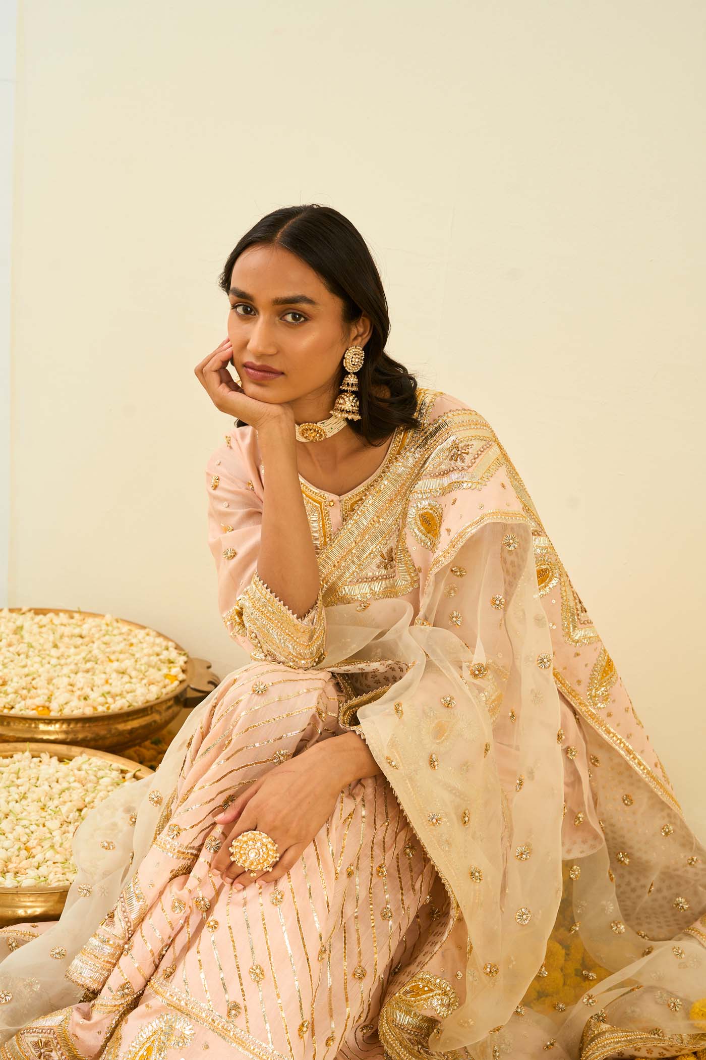 Shafna- Rosepink  short kurta with garara and dupatta