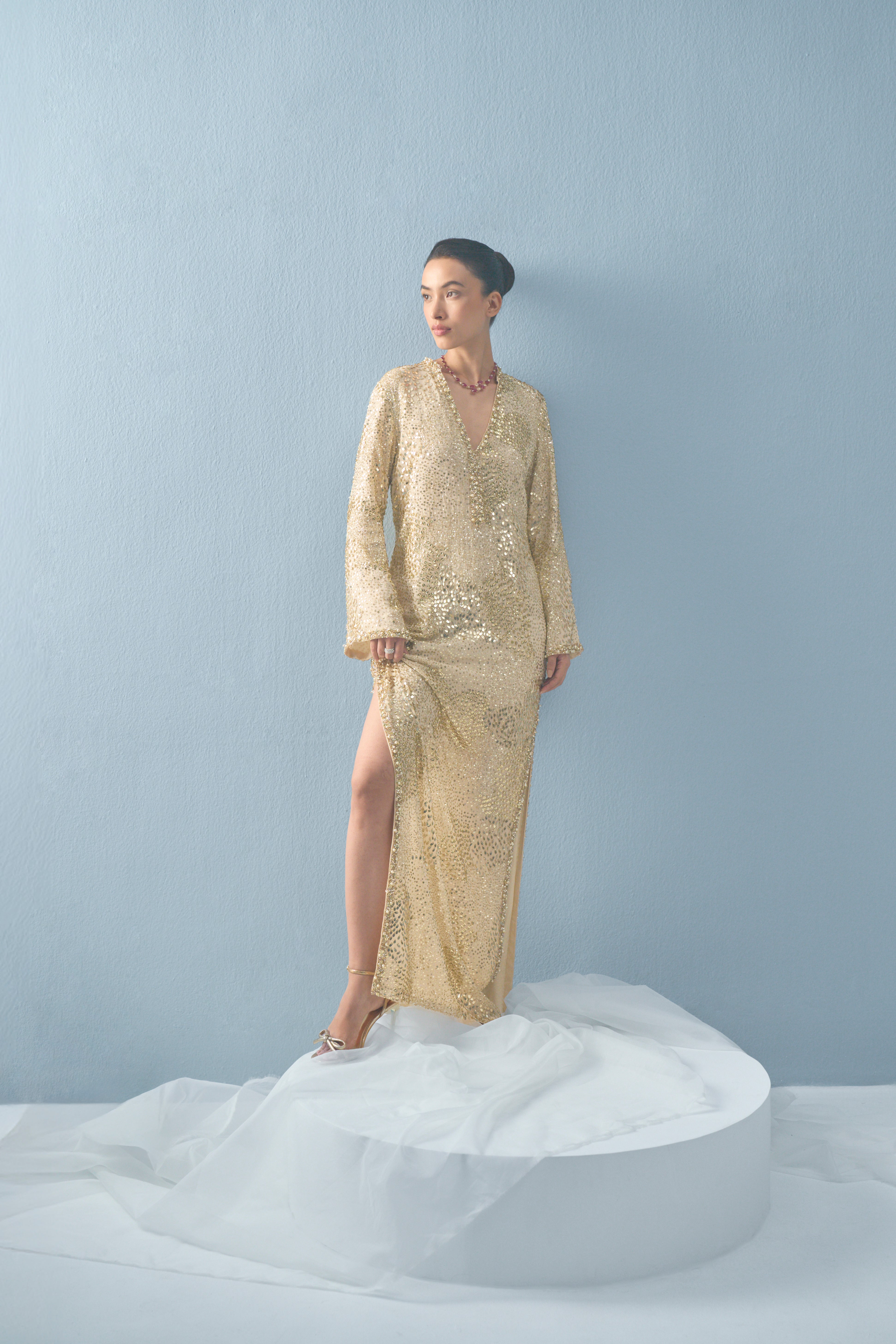 Ivory Georgette Sparkle Kaftan