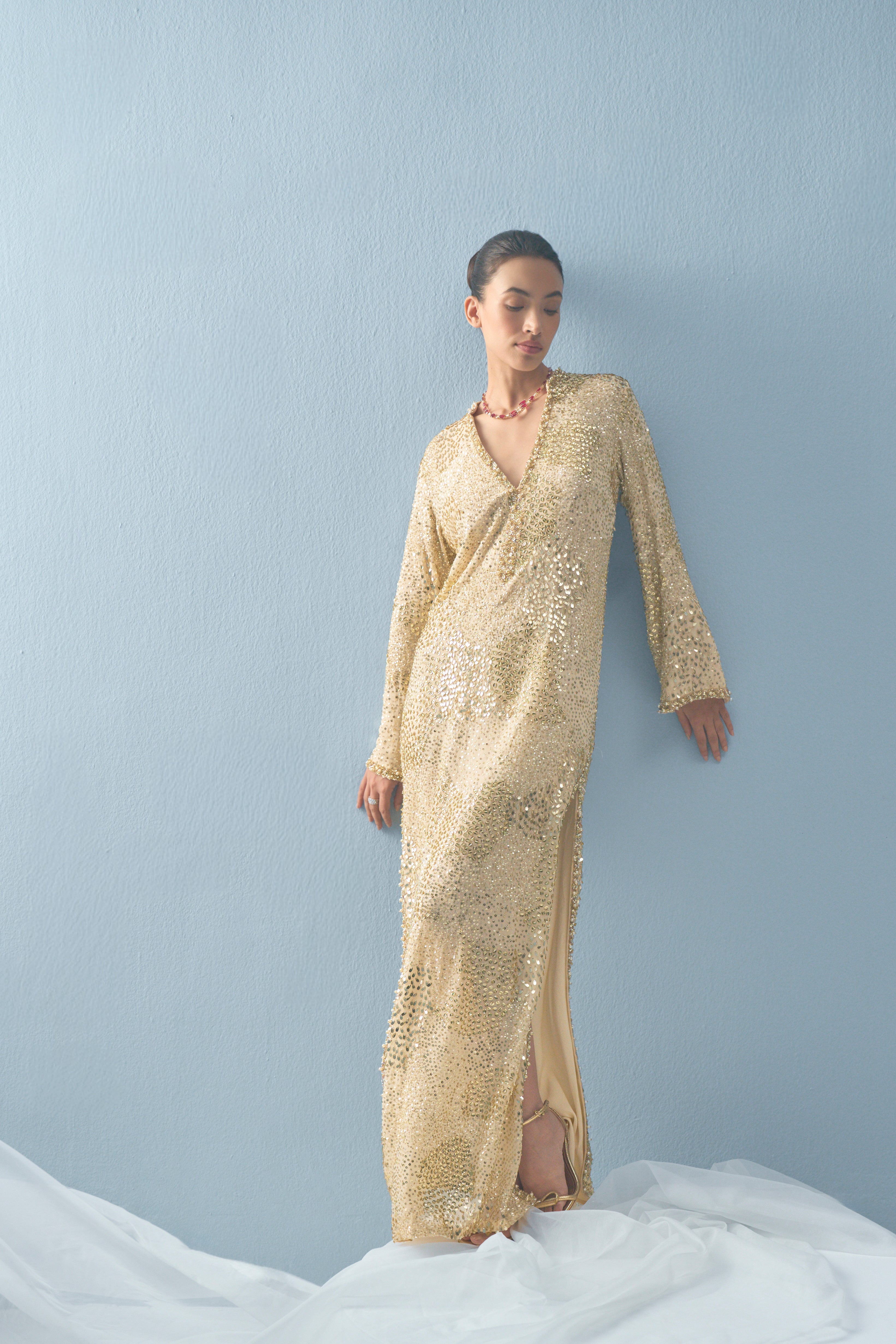 Ivory Georgette Sparkle Kaftan