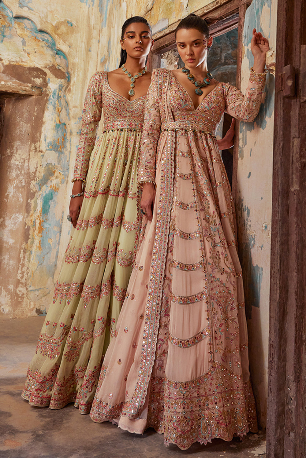 Green Georgette Floor Length Anarkali Set