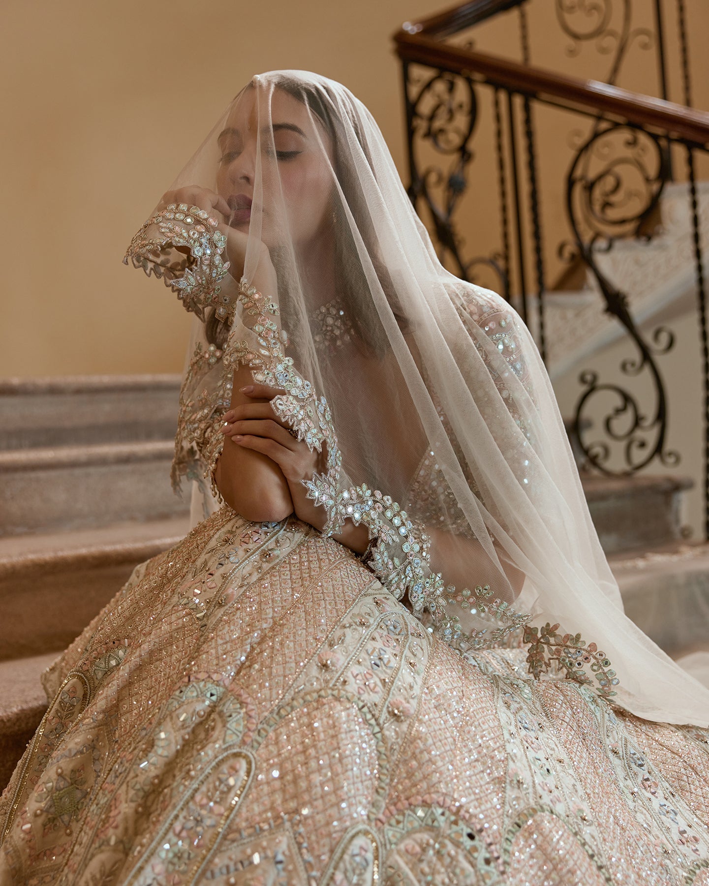 IVORY LEHENGA WITH MULTI COLOURED EMBROIDERY