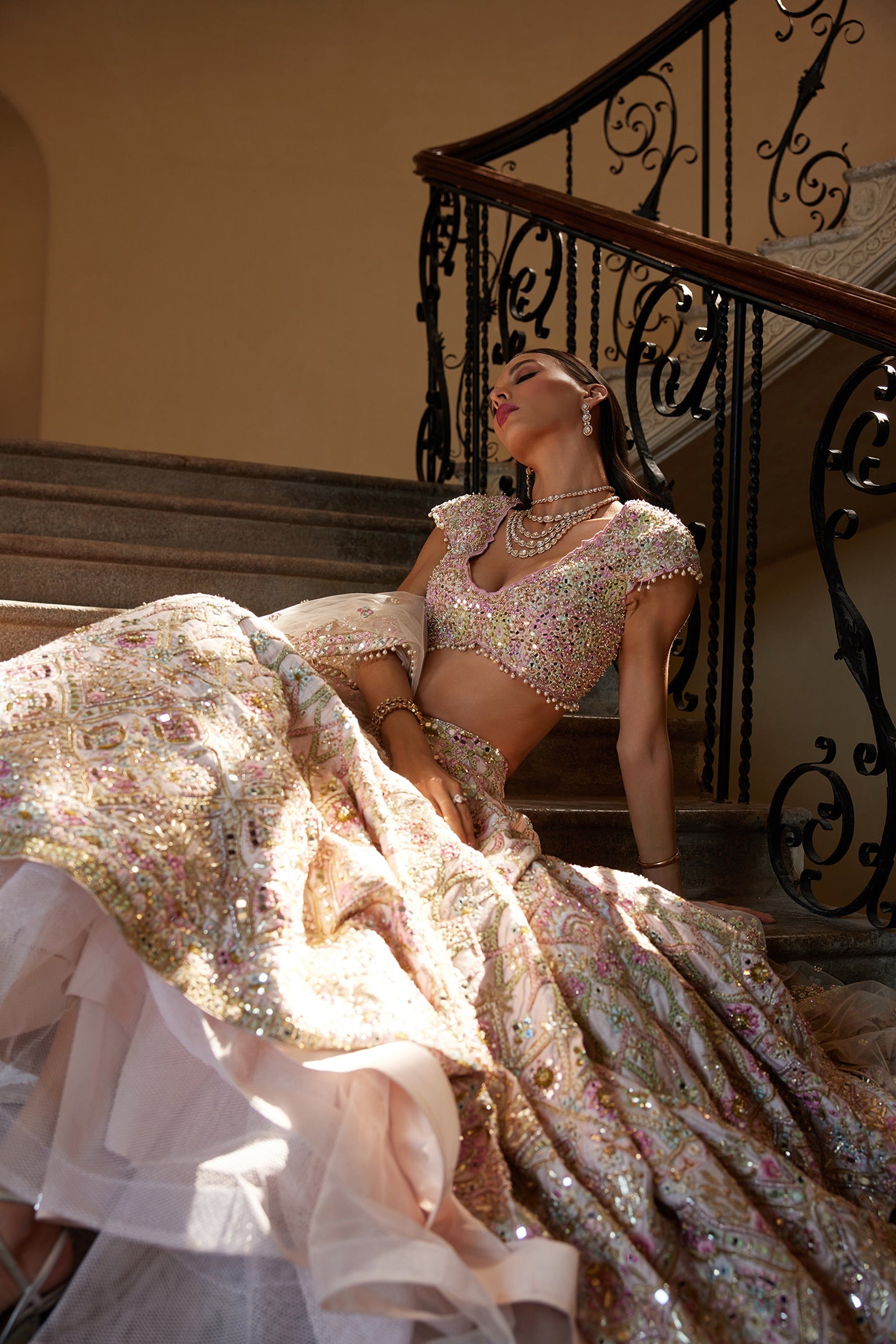 ICE PINK MIRROR LEHENGA SET