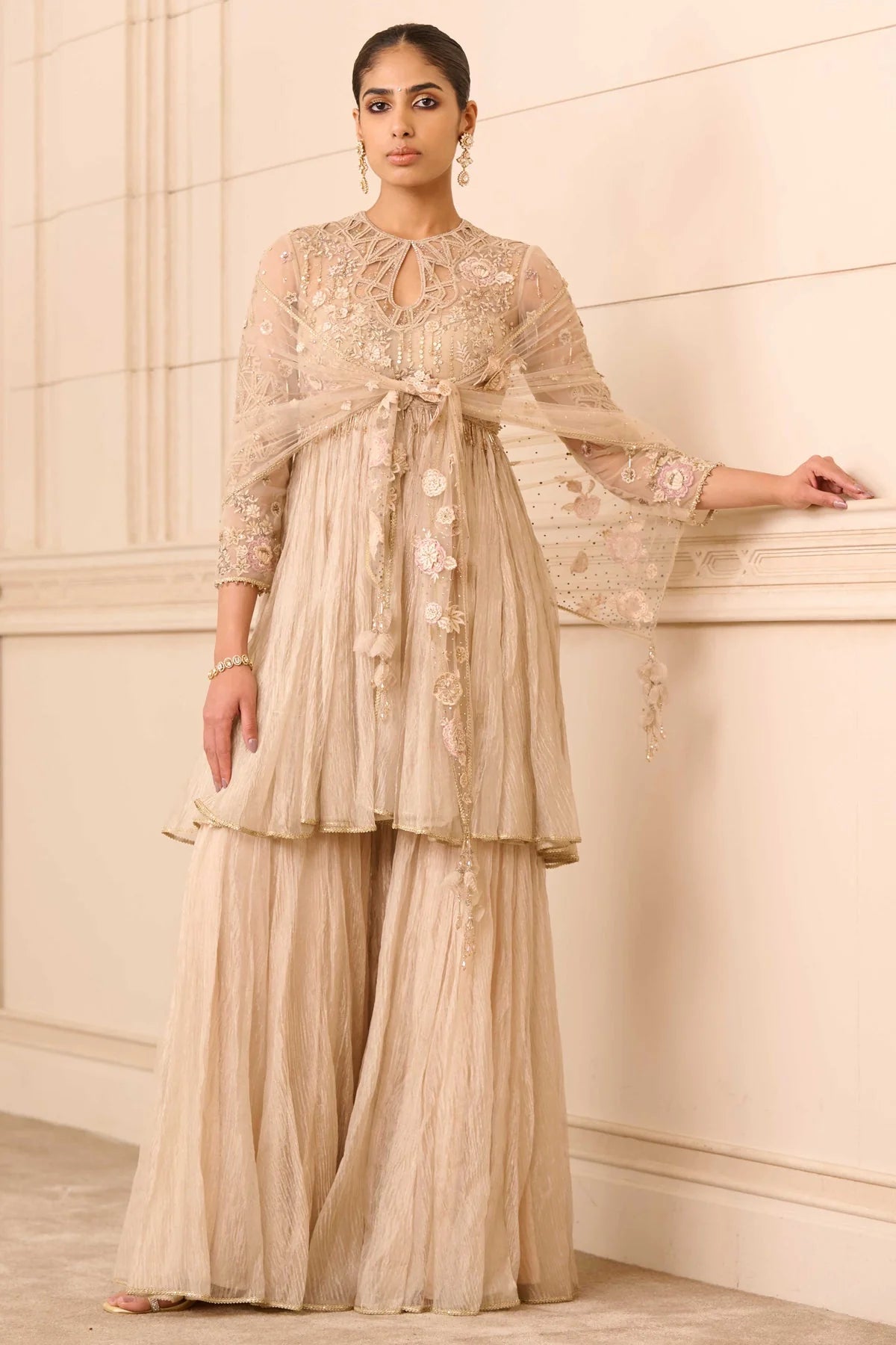 Kurta, Sharara, and Scarf