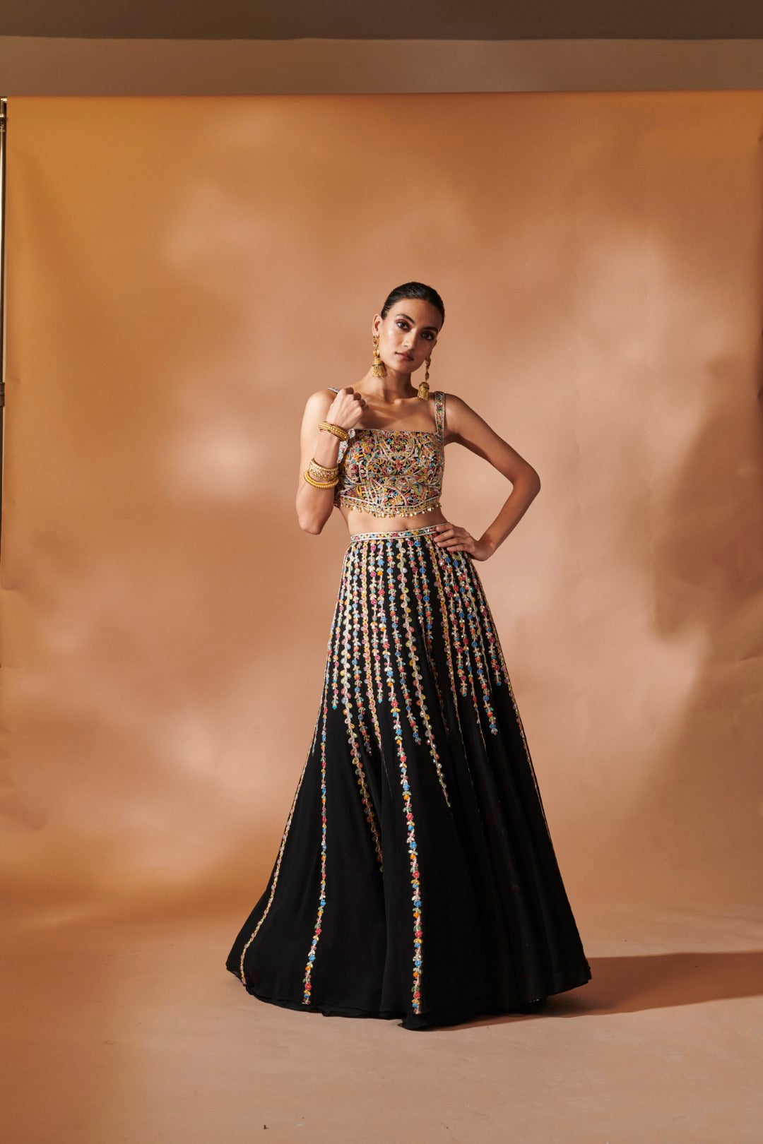 Ave Chicago x BLACK HIGH WAIST SHARARA WITH CAPE