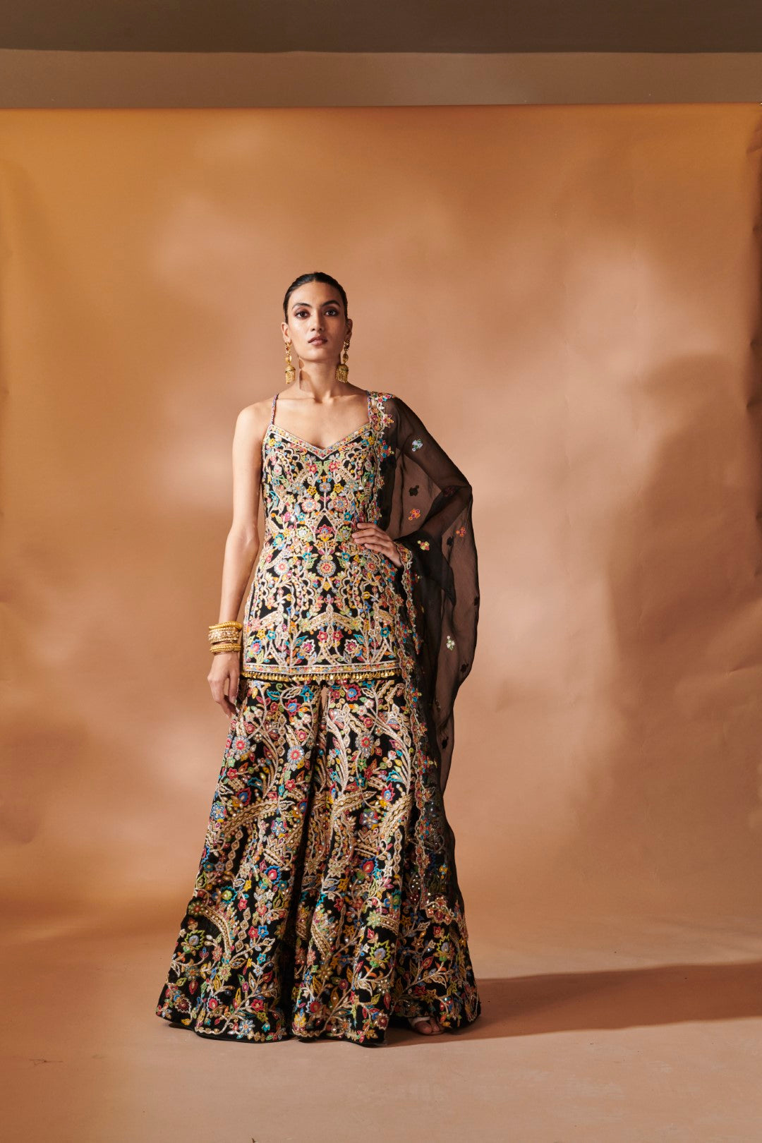BLACK KURTA AND SHARARA SET
