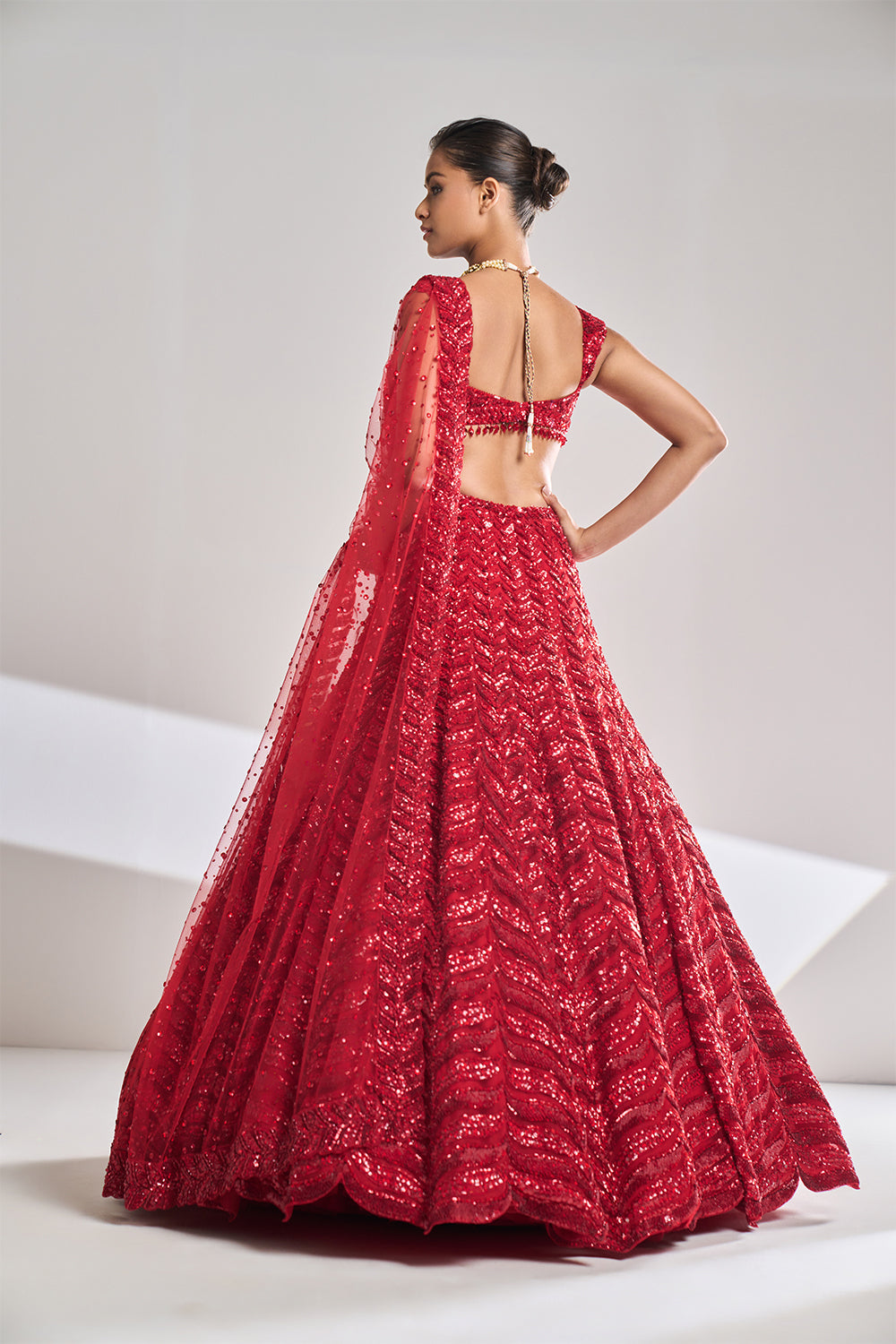 Red Leaf Lehenga Set